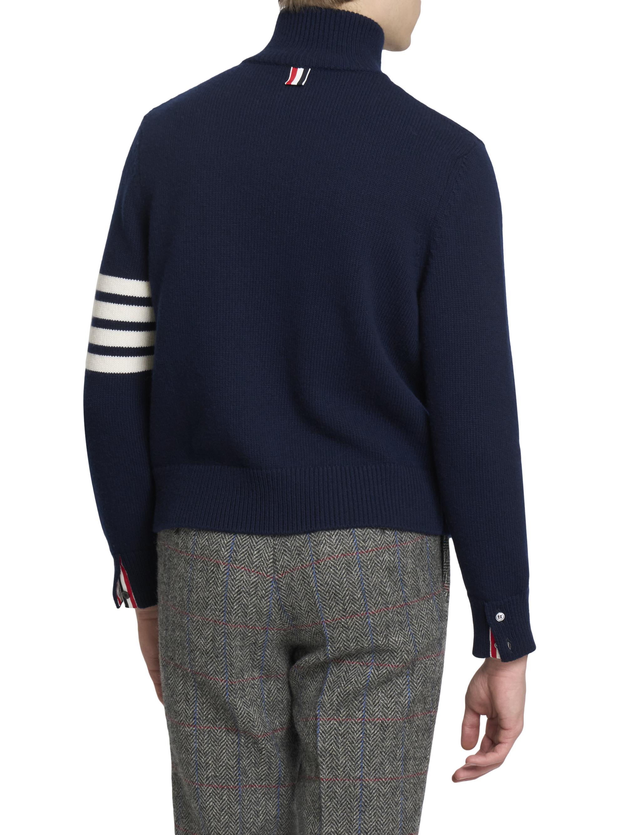 Thom Browne 4-Bar Stripe Virgin Wool Half-Zip Sweater | Saks Fifth