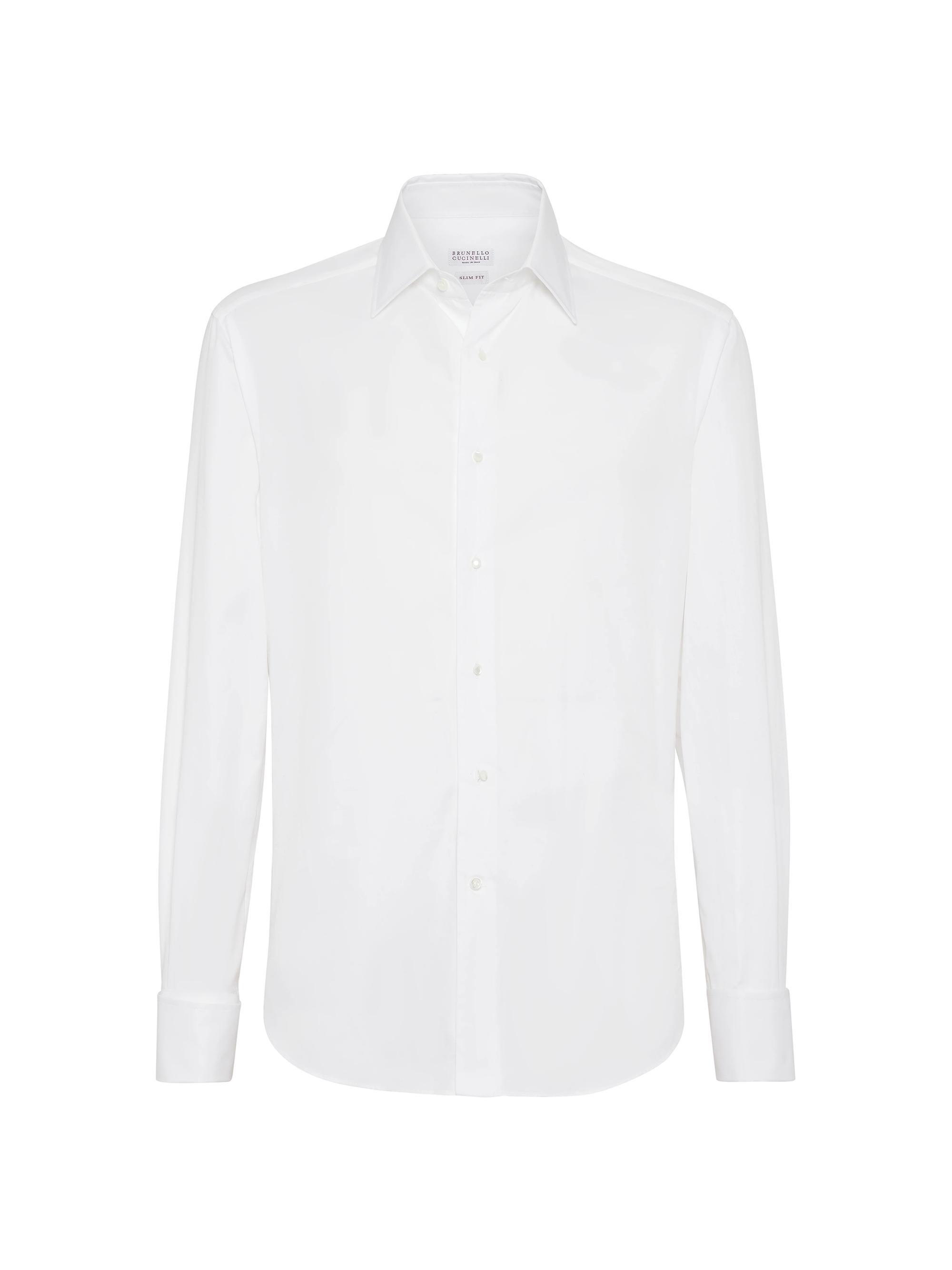 Brunello Cucinelli Men's Sea Island Cotton Twill Slim Fit Tuxedo Shirt - White
