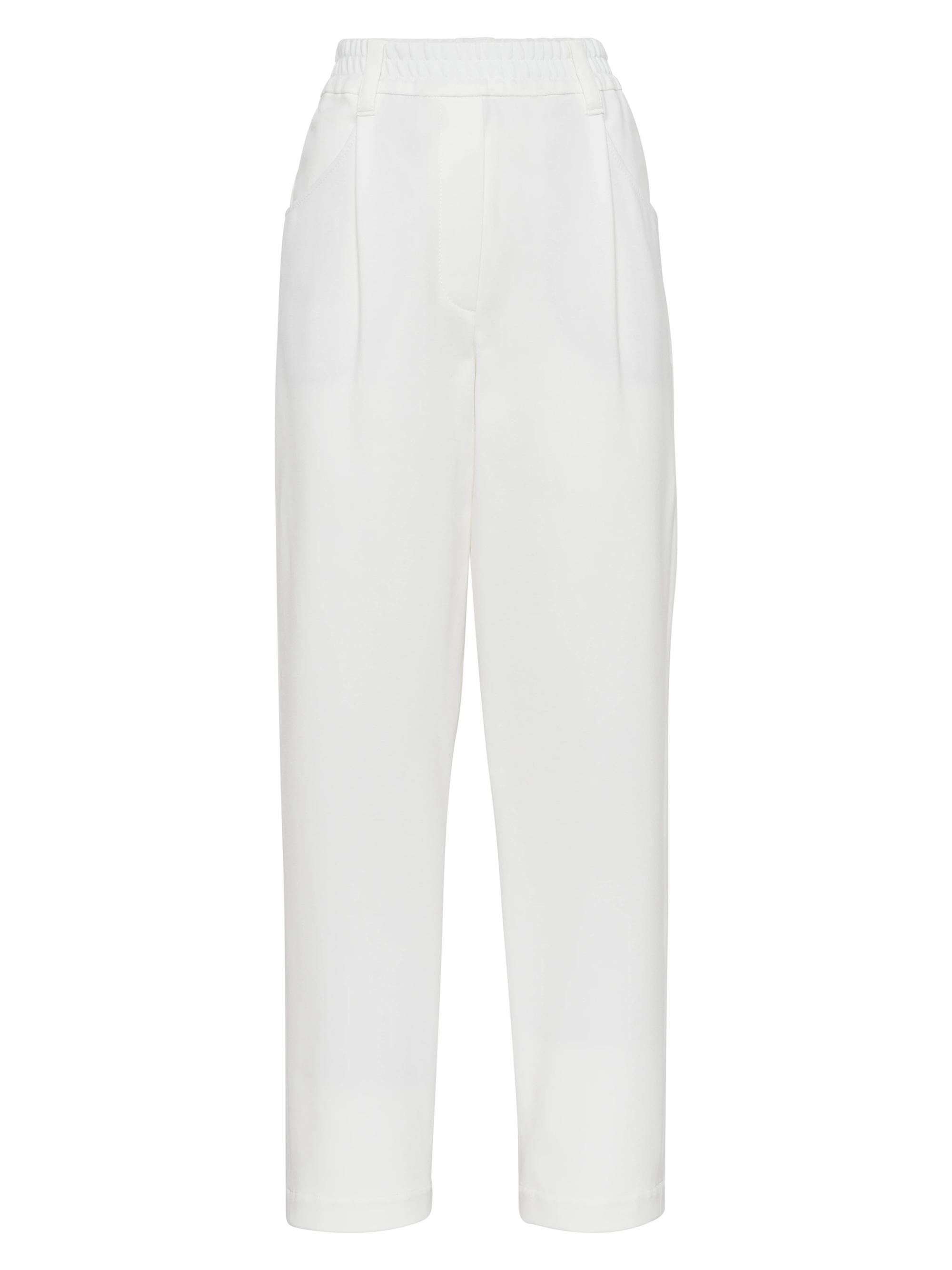 Brunello Cucinelli Women's Stretch Cotton Couture Interlock Baggy Trousers - White