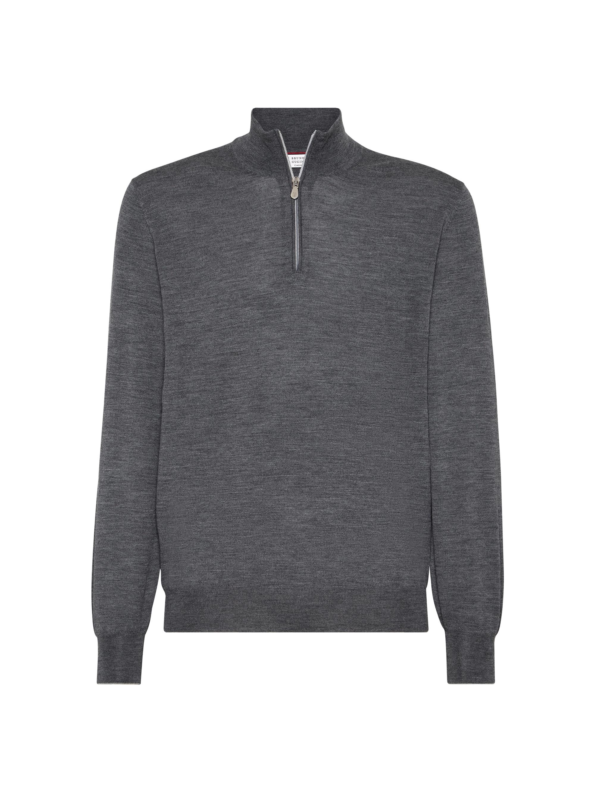 Brunello Cucinelli Cotton English Rib Sweater with Half Zip | Saks