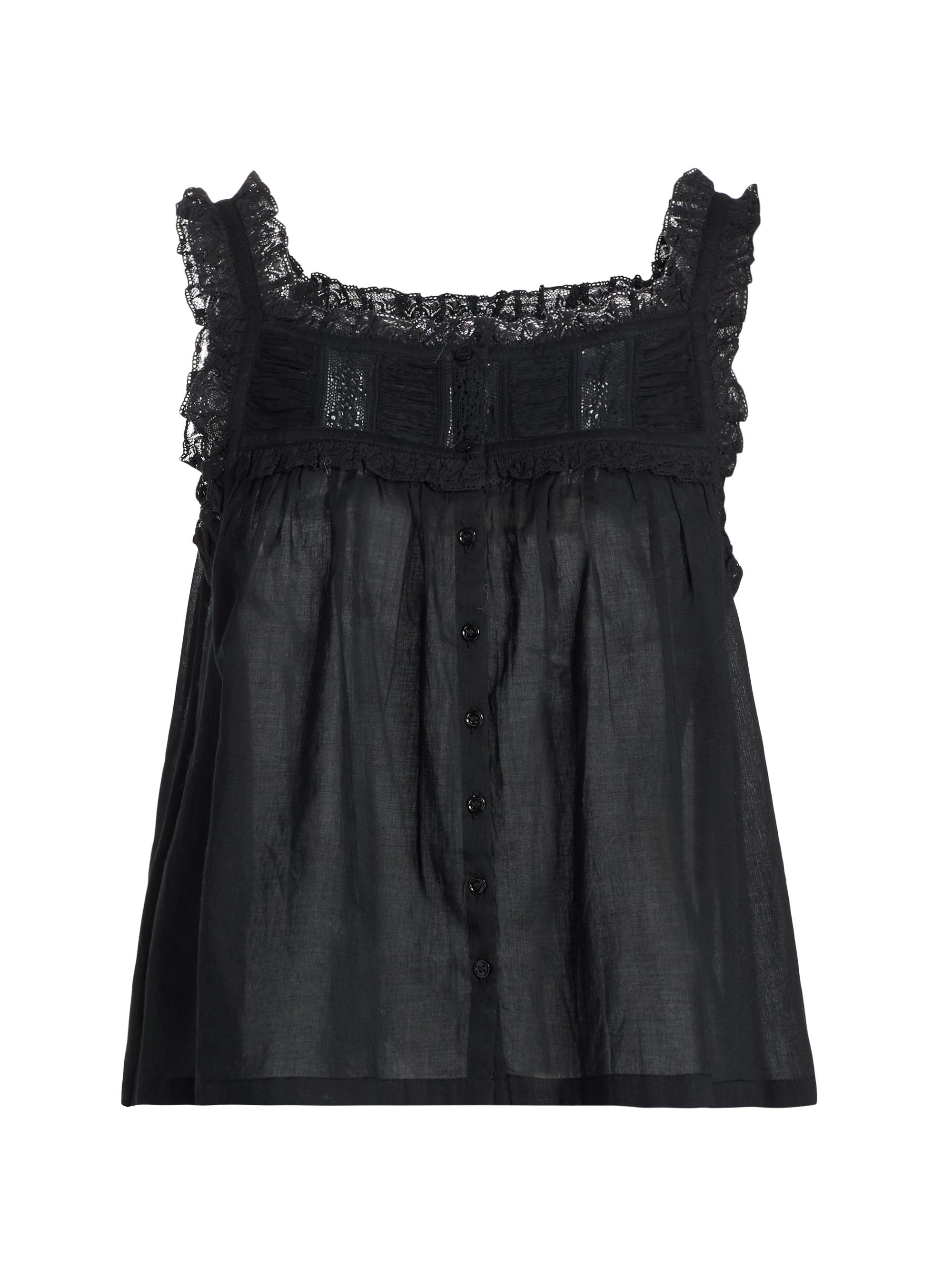 DÔEN Women's Fidella Lace Cotton Top - Black | Thumbnail 8