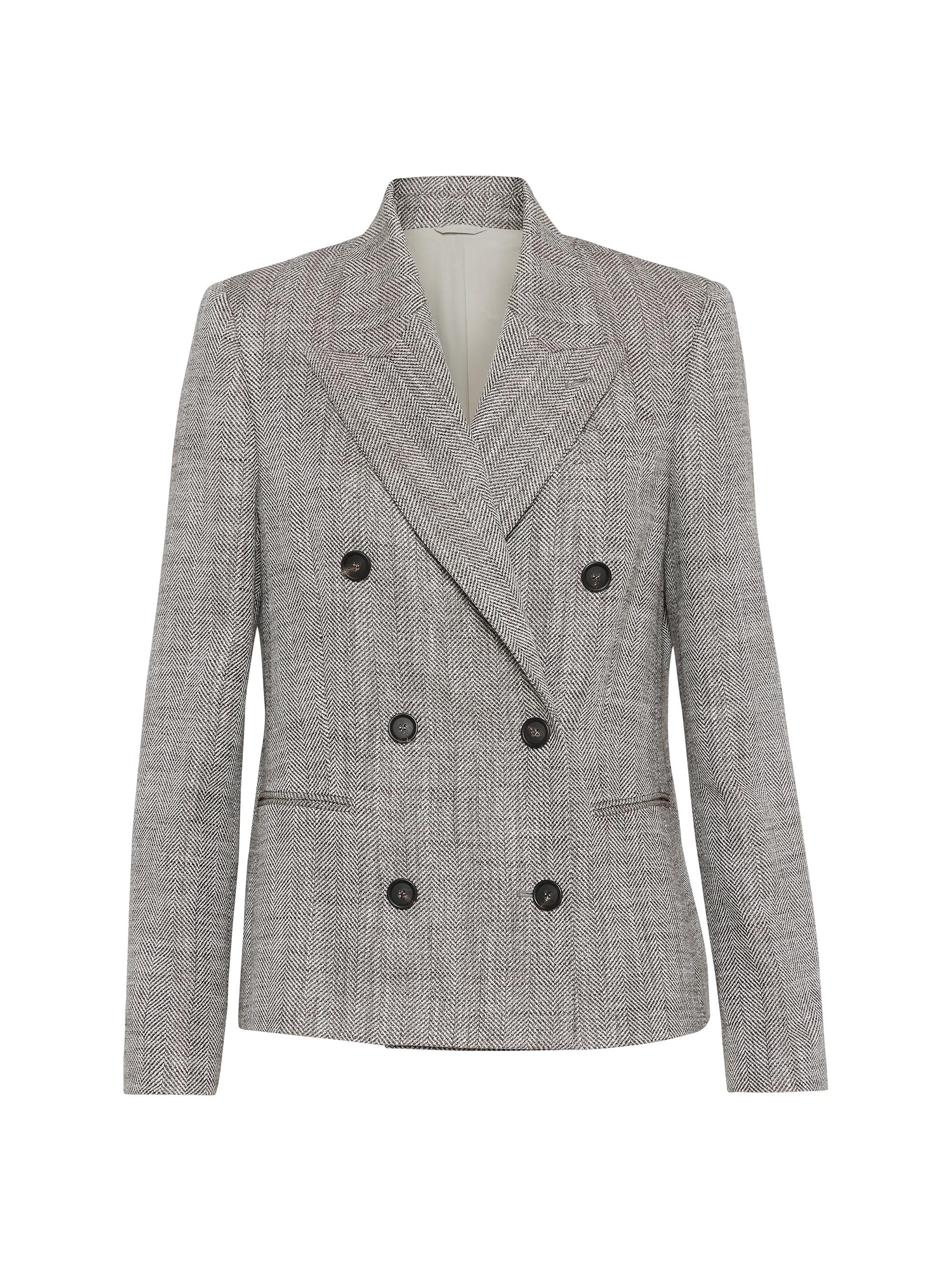 Brunello Cucinelli Women's Silk, Linen and Cotton Chevron Blazer - Rust Brown