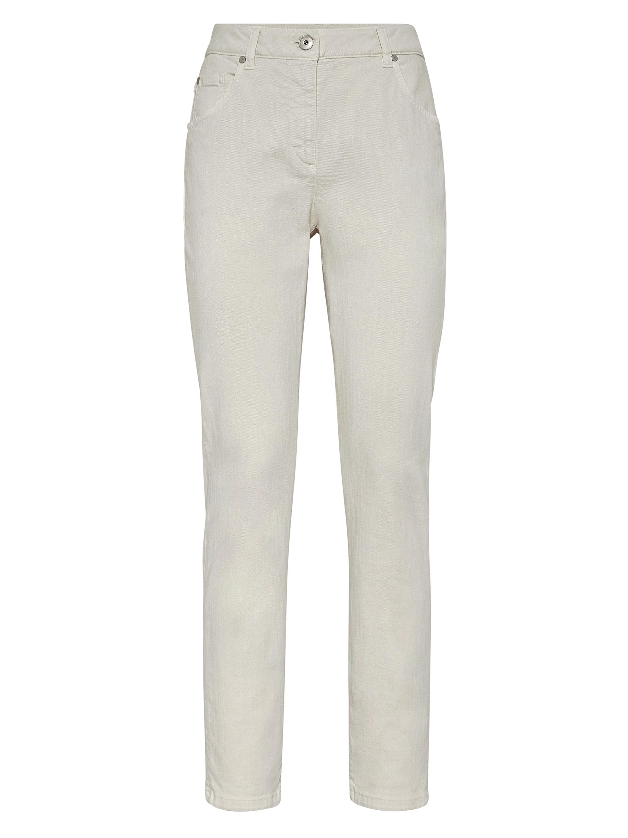 Brunello Cucinelli Women's Stretch Dyed Denim Slim Trousers - Chalk