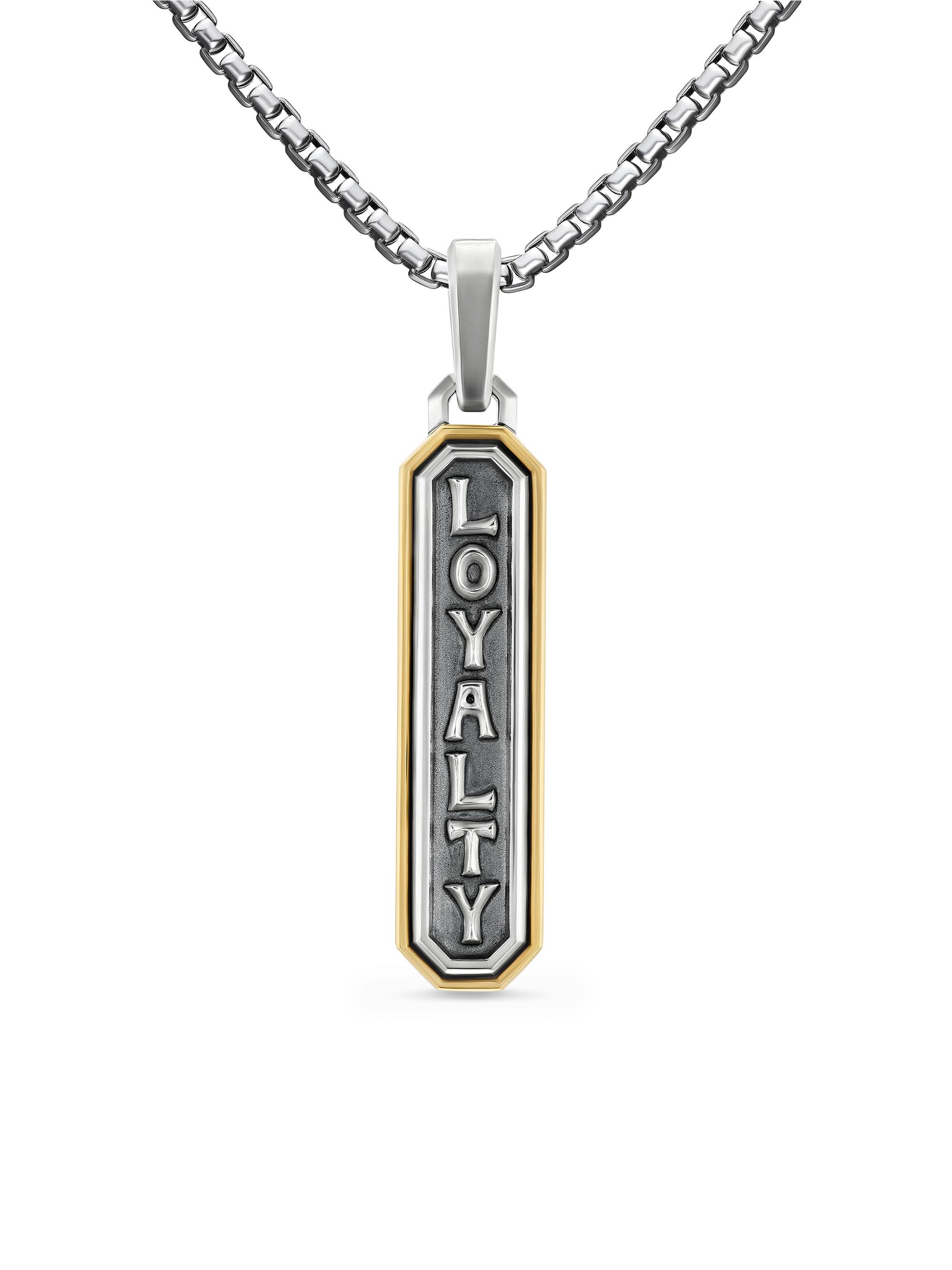 David Yurman Men's Loyalty Amulet in Sterling Silver with 14K Yellow Gold, 35MM - Silver