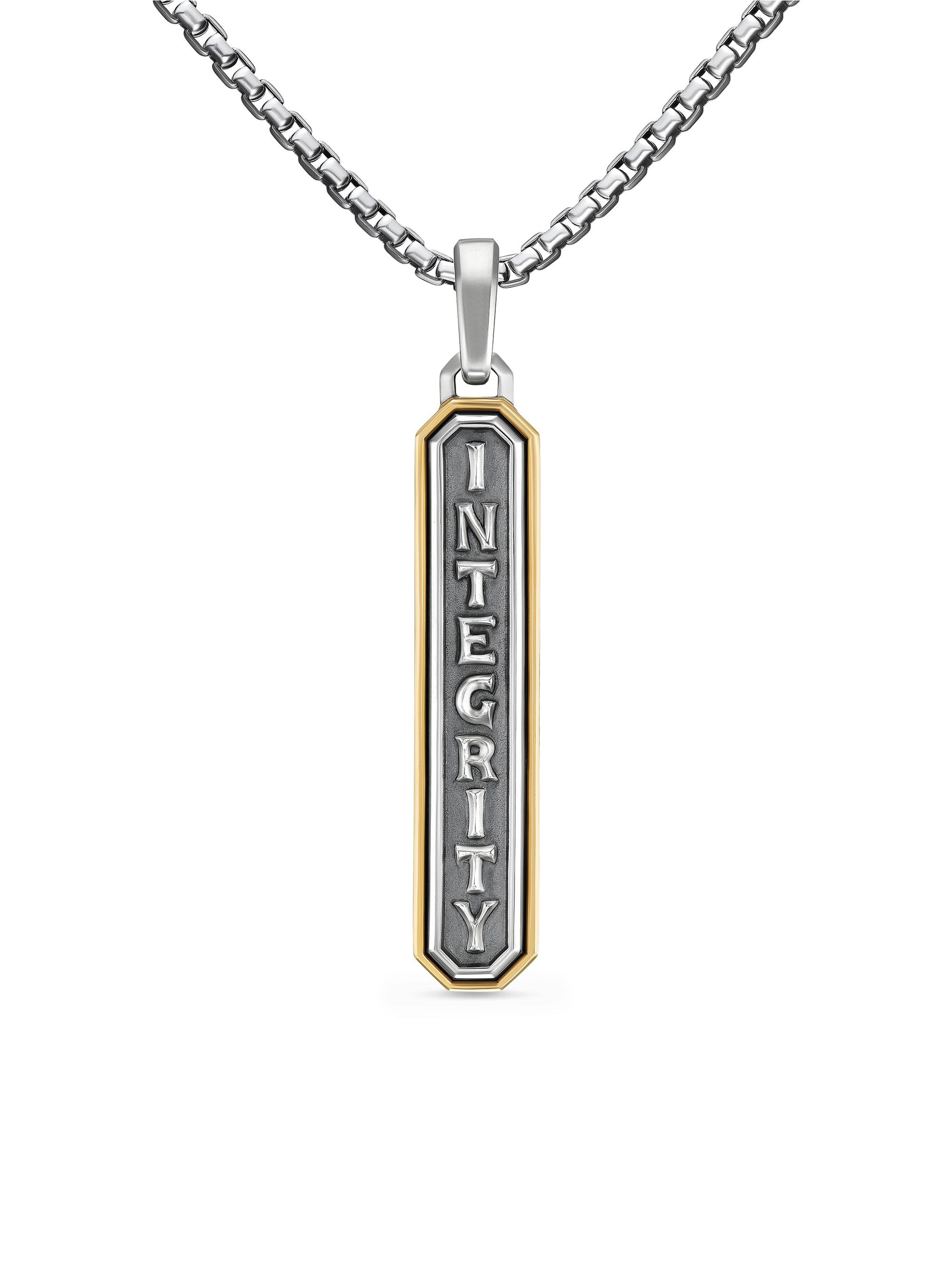David Yurman Men's Integrity Amulet in Sterling Silver with 14K Yellow Gold, 43MM - Silver