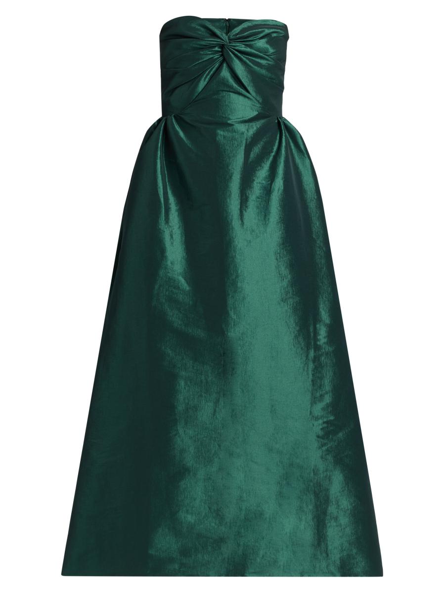 Kika Vargas Women's Rose Taffeta Strapless Midi-dress In Green