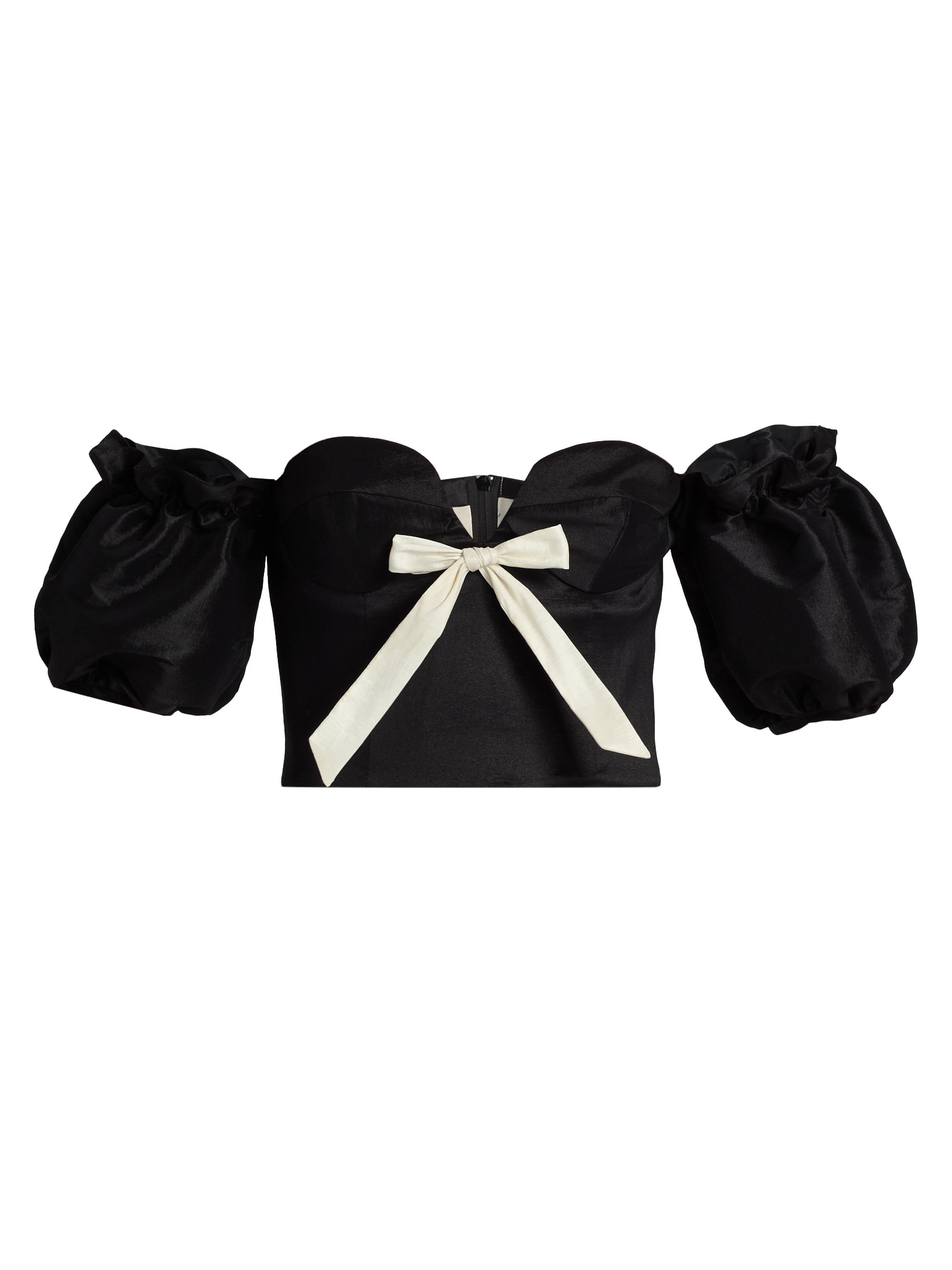 Kika Vargas Women's Benazir Taffeta Bow Top - Black