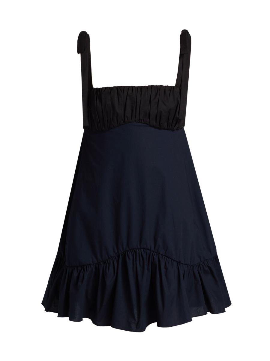 kika vargasダークブルー バルーンスリーブ ミニワンピース Kika Vargas Patsy Shirred Cocktail Dress | Saks Fifth Avenue