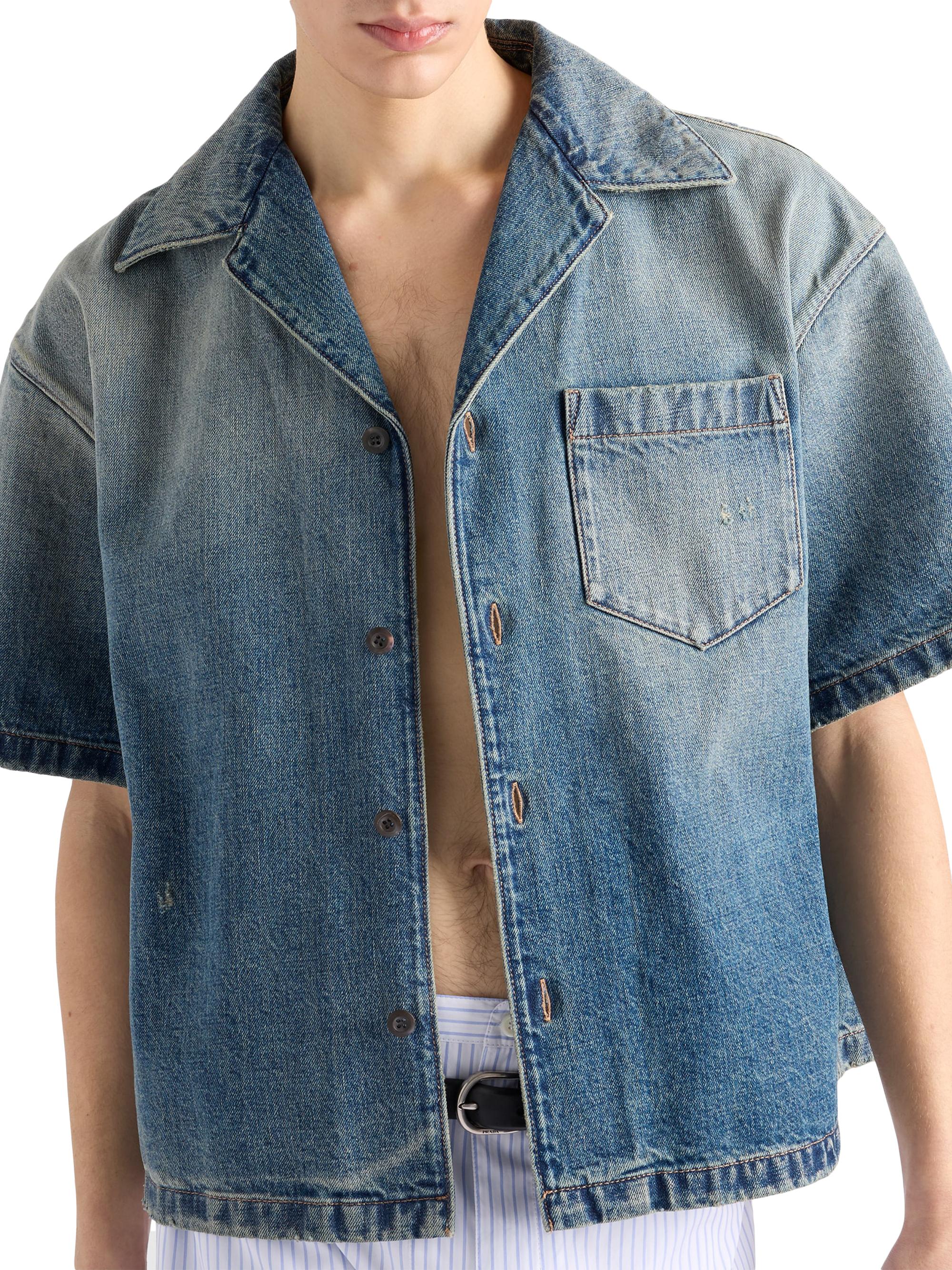 PRADA ウォッシュデニム　ボーリングシャツ　XL 新品未使用 Prada Denim Bowling Shirt | Saks Fifth Avenue