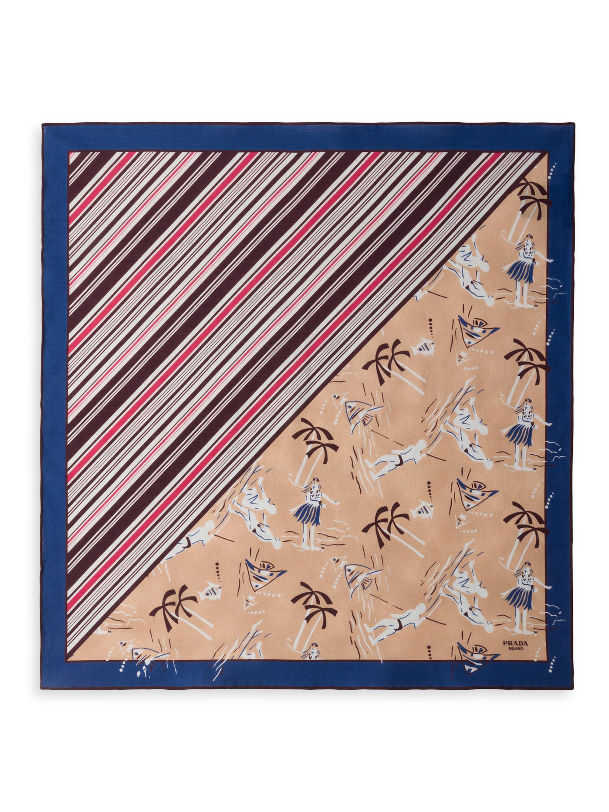 Prada Men's Printed Twill Scarf - Beige Multi
