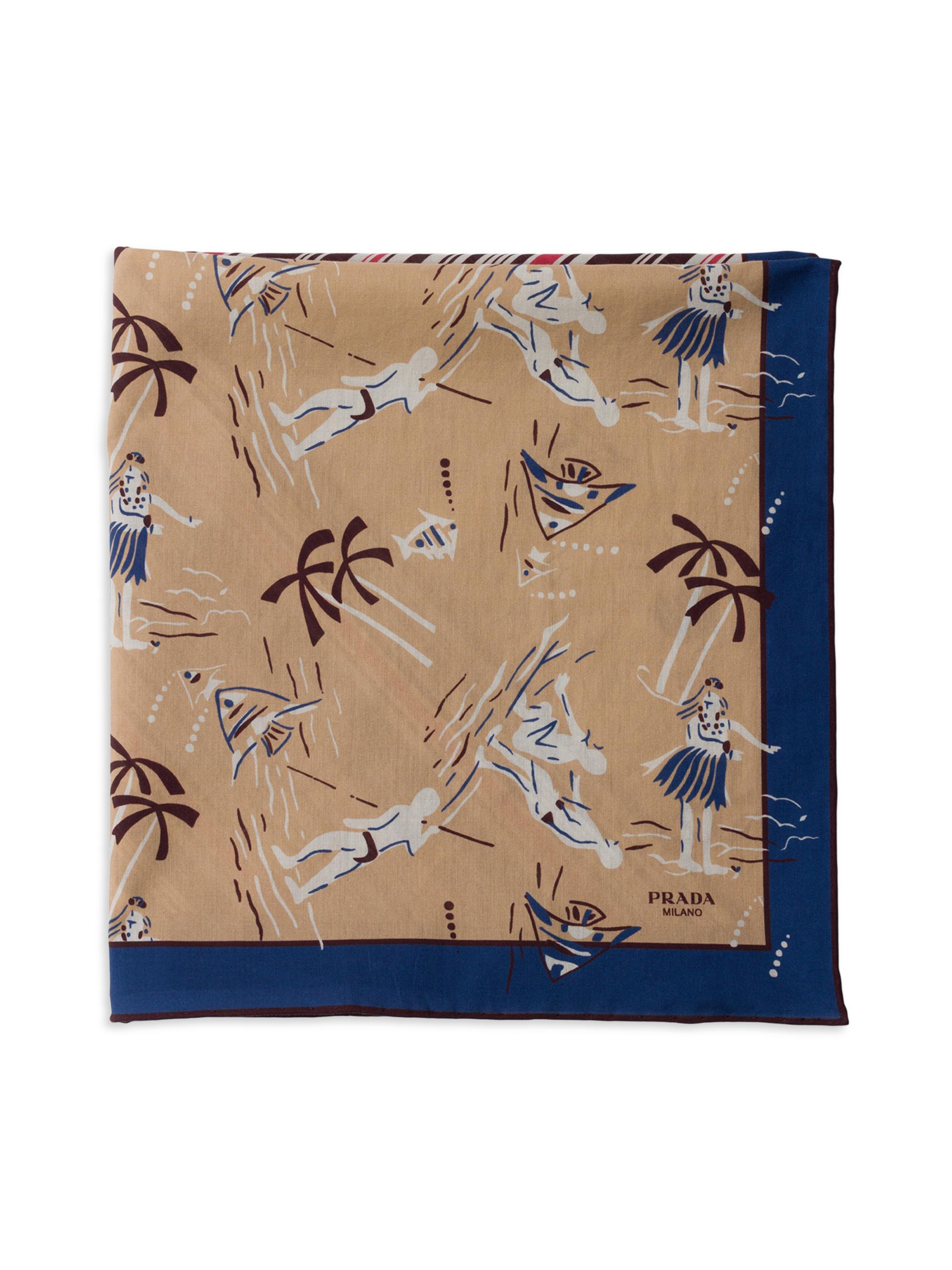 Prada Men's Printed Cotton Twill Scarf - Multicolored