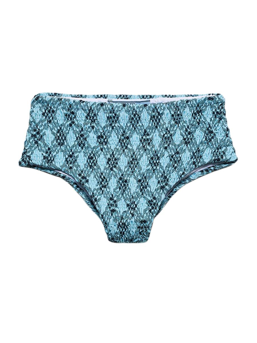 Prada Women's Checked Print Jersey Bikini Bottom In Green