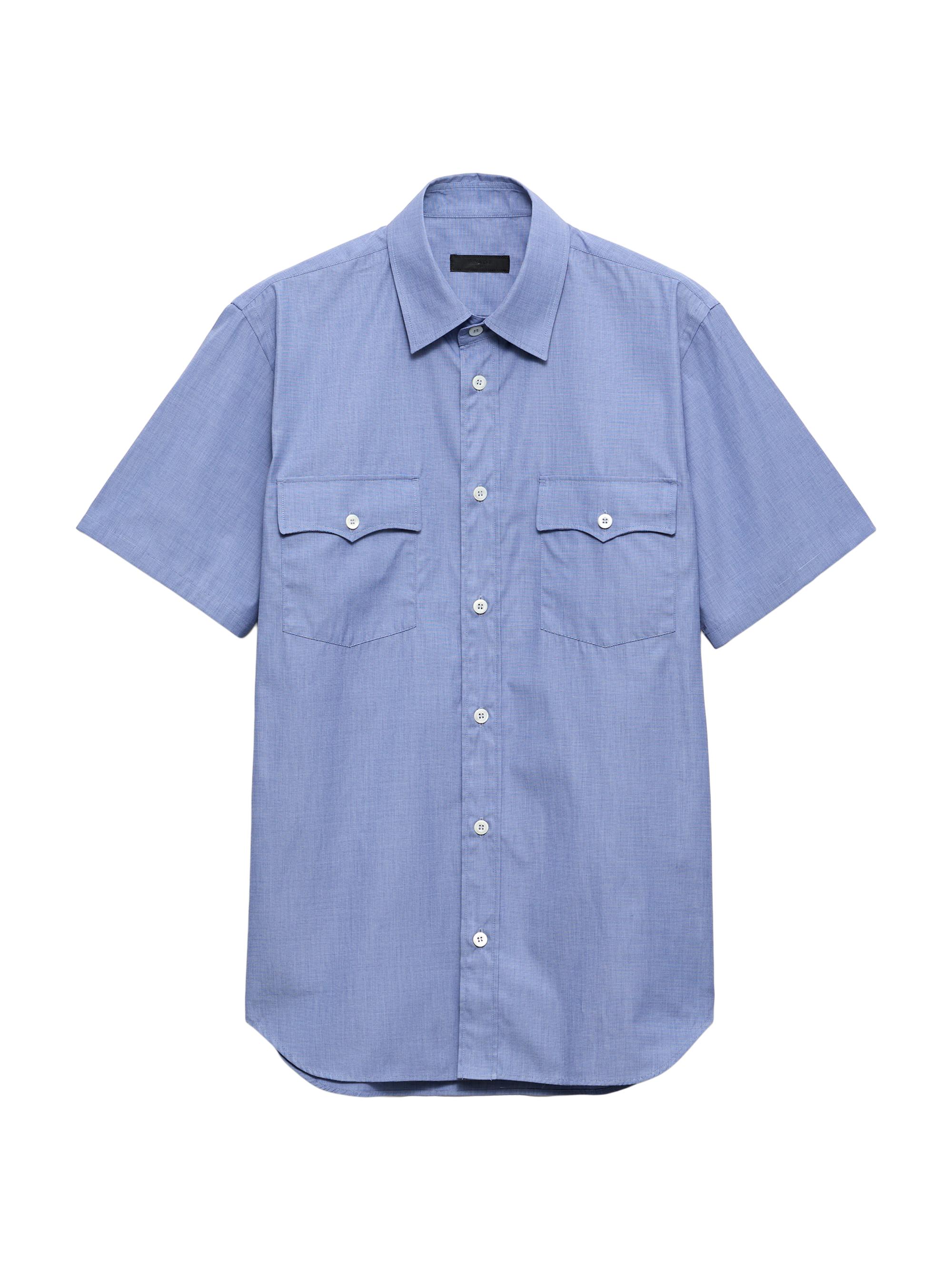 トップス PRADA | Short-sleeved cotton shirt M 0400022923542_BLUE?wid=600&hei