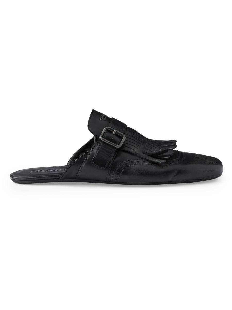 【送料&関税込】Prada Black Leather Mules Prada Leather Mules | Black | FARFETCH