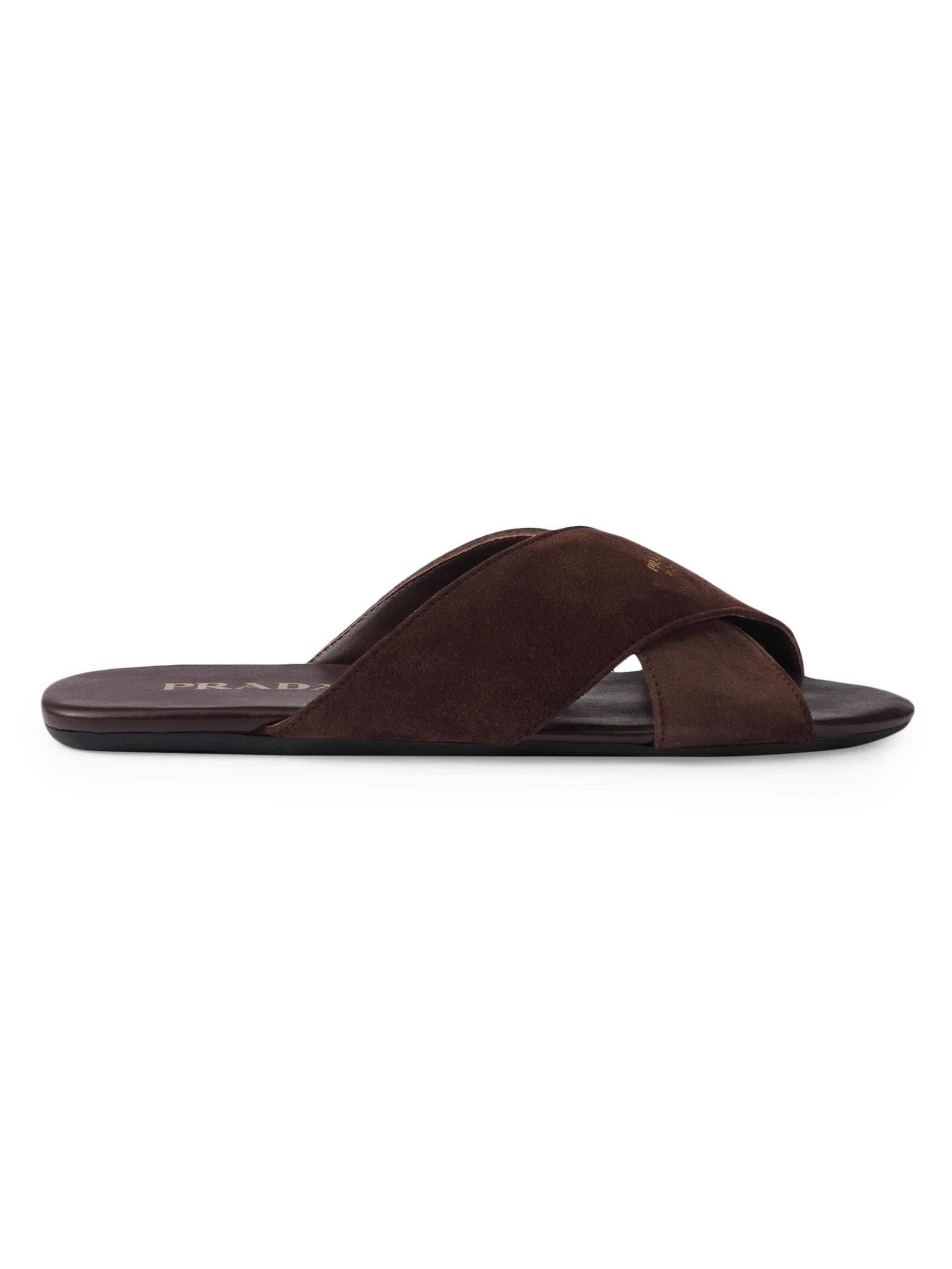 Prada Women's Suede Slides - Dark Brown