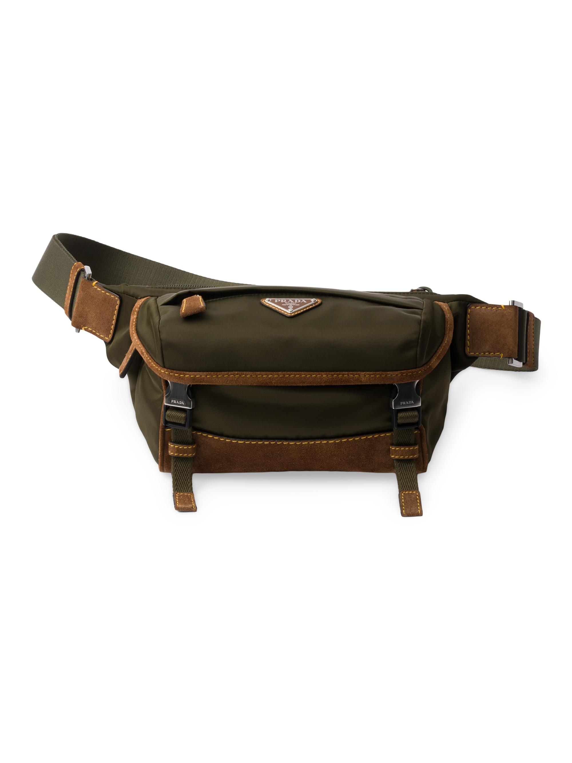 Prada Men's Small Re-Nylon and Suede Shoulder Bag - Green