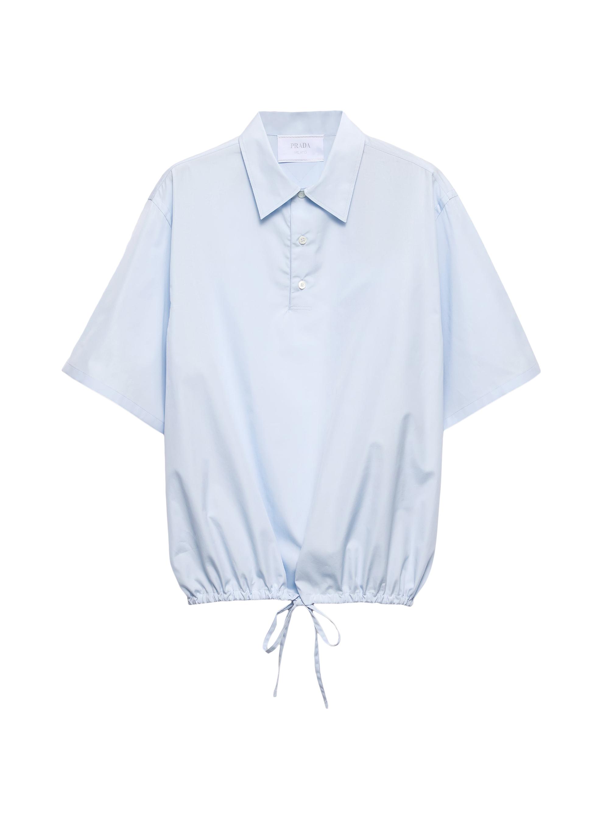 Prada Men's Short-Sleeved Cotton Shirt - Blue