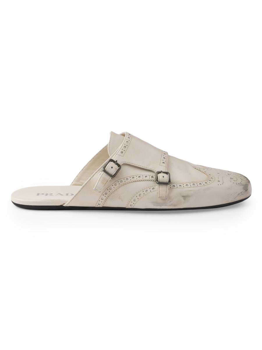 prada ミュール Prada Fringed Monk Strap Leather Mules | Saks Fifth Avenue