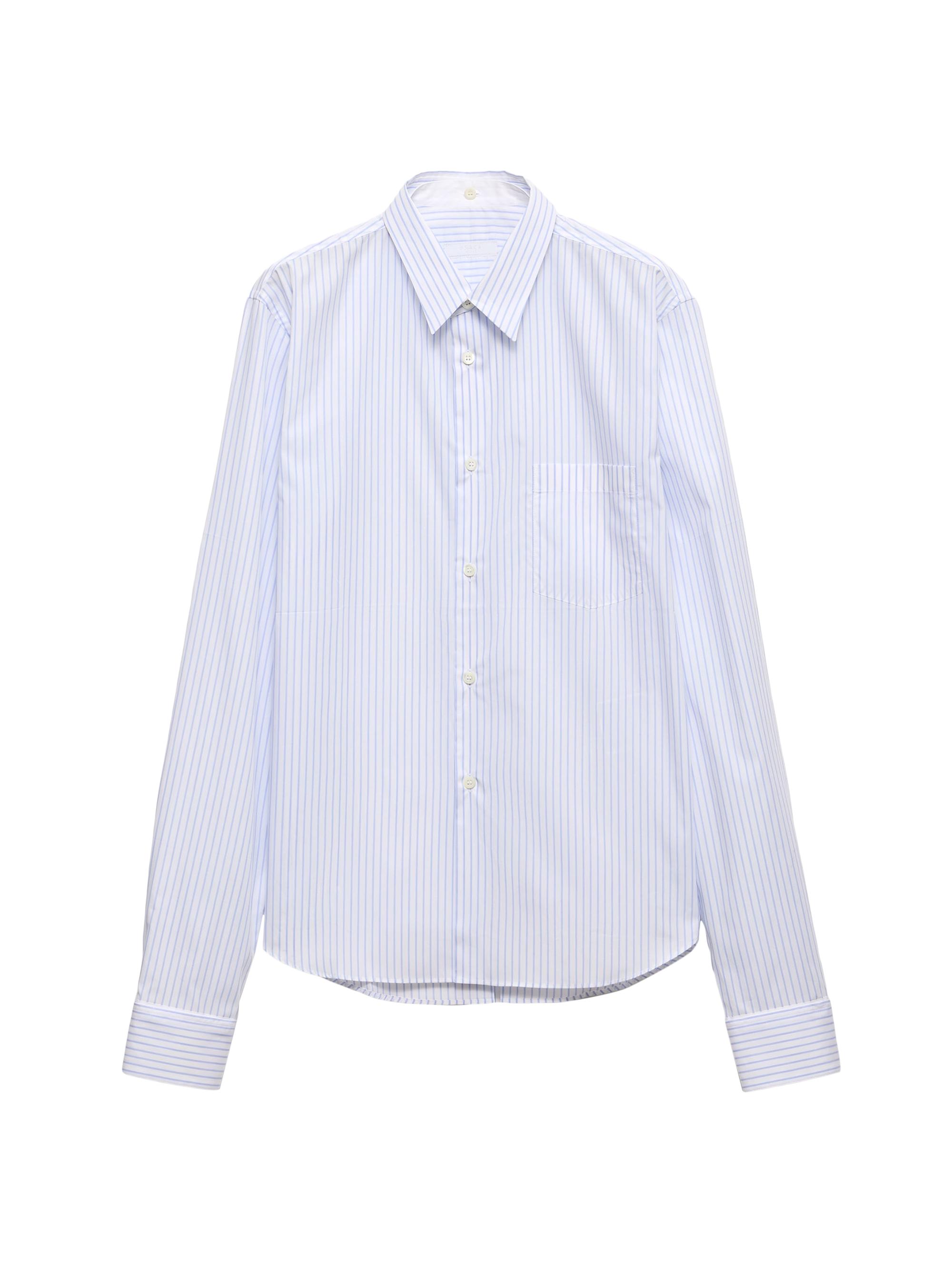 Prada Men's Striped Cotton Shirt with Double Collar - White