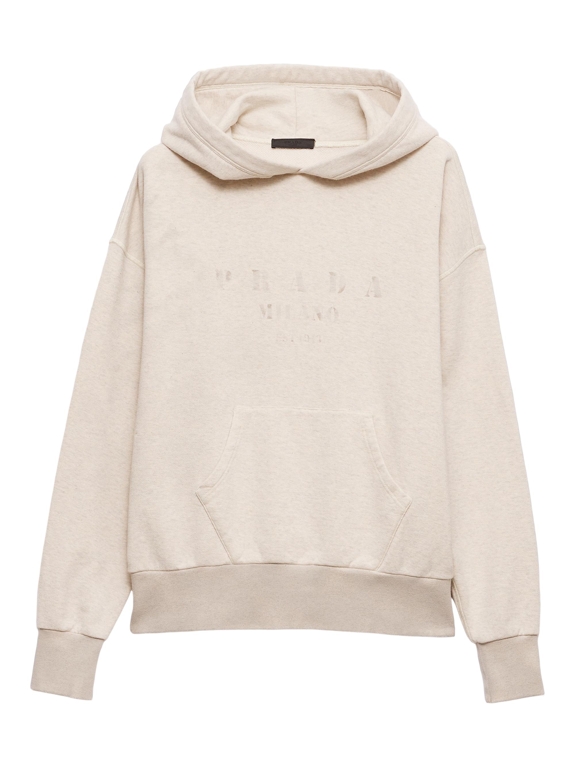 Prada Men's Cotton Fleece Hoodie - Beige Khaki