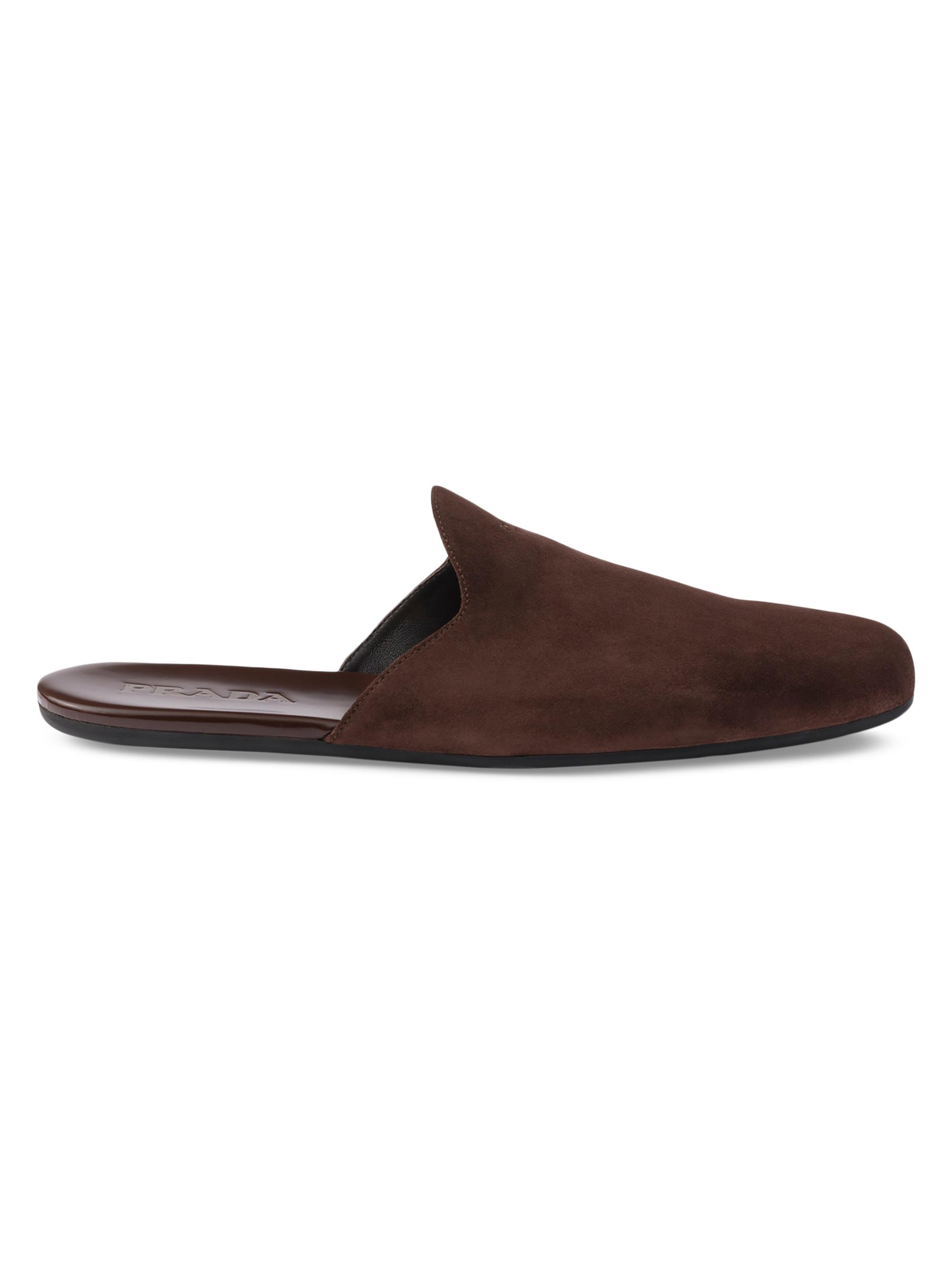 Prada Men's Suede Slippers - Brown