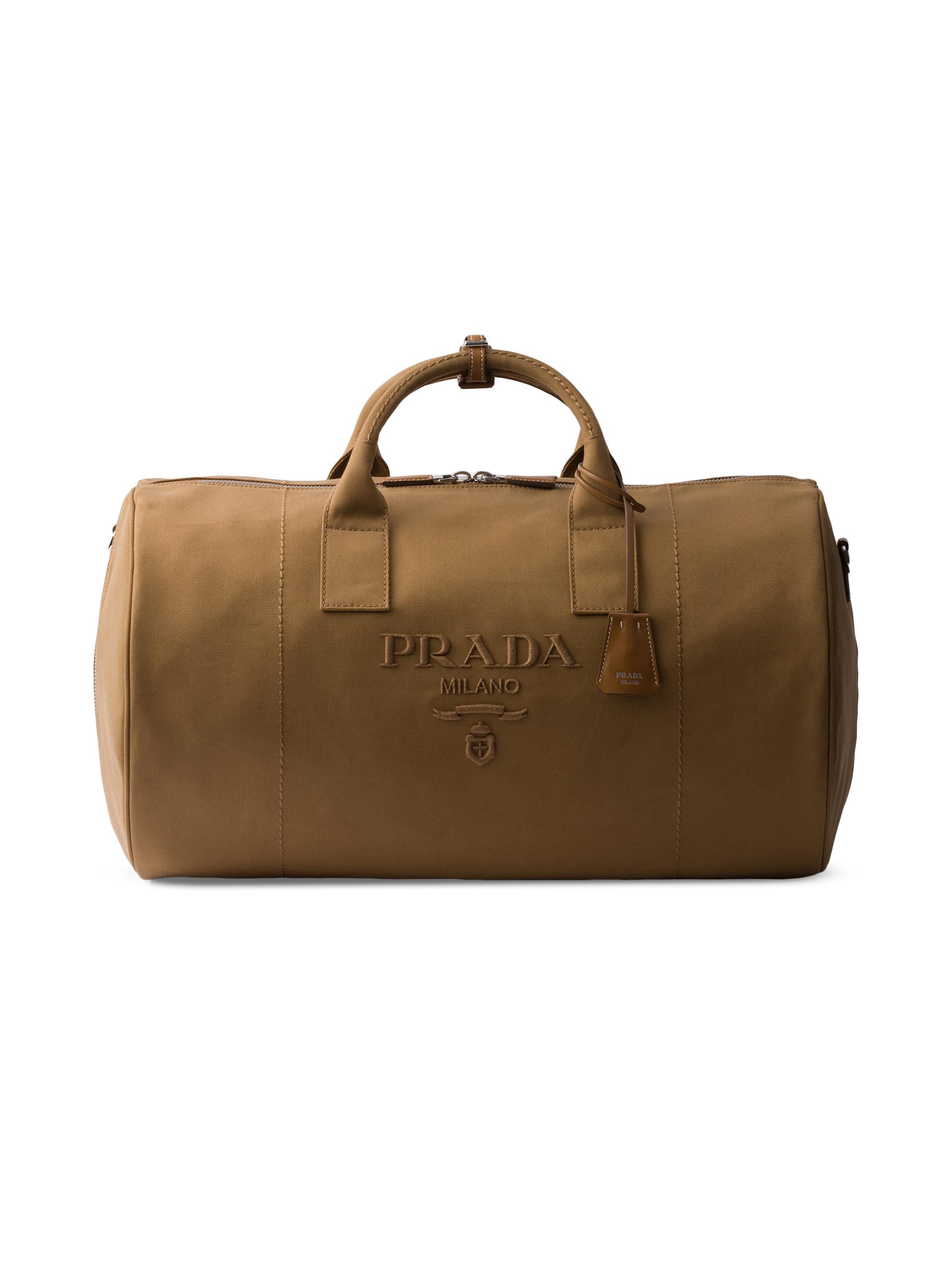 Prada Men's Canvas Duffle Bag - Brown