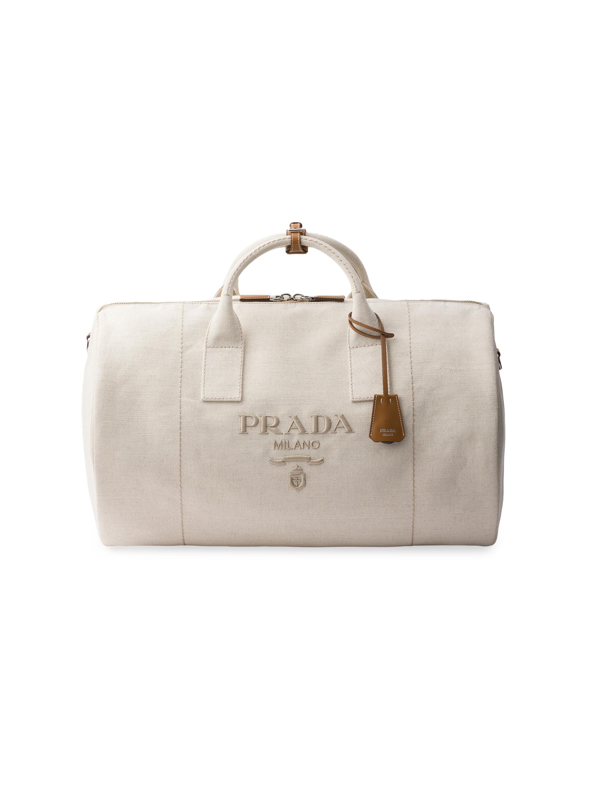 Prada Men's Linen Blend Duffle Bag - Beige