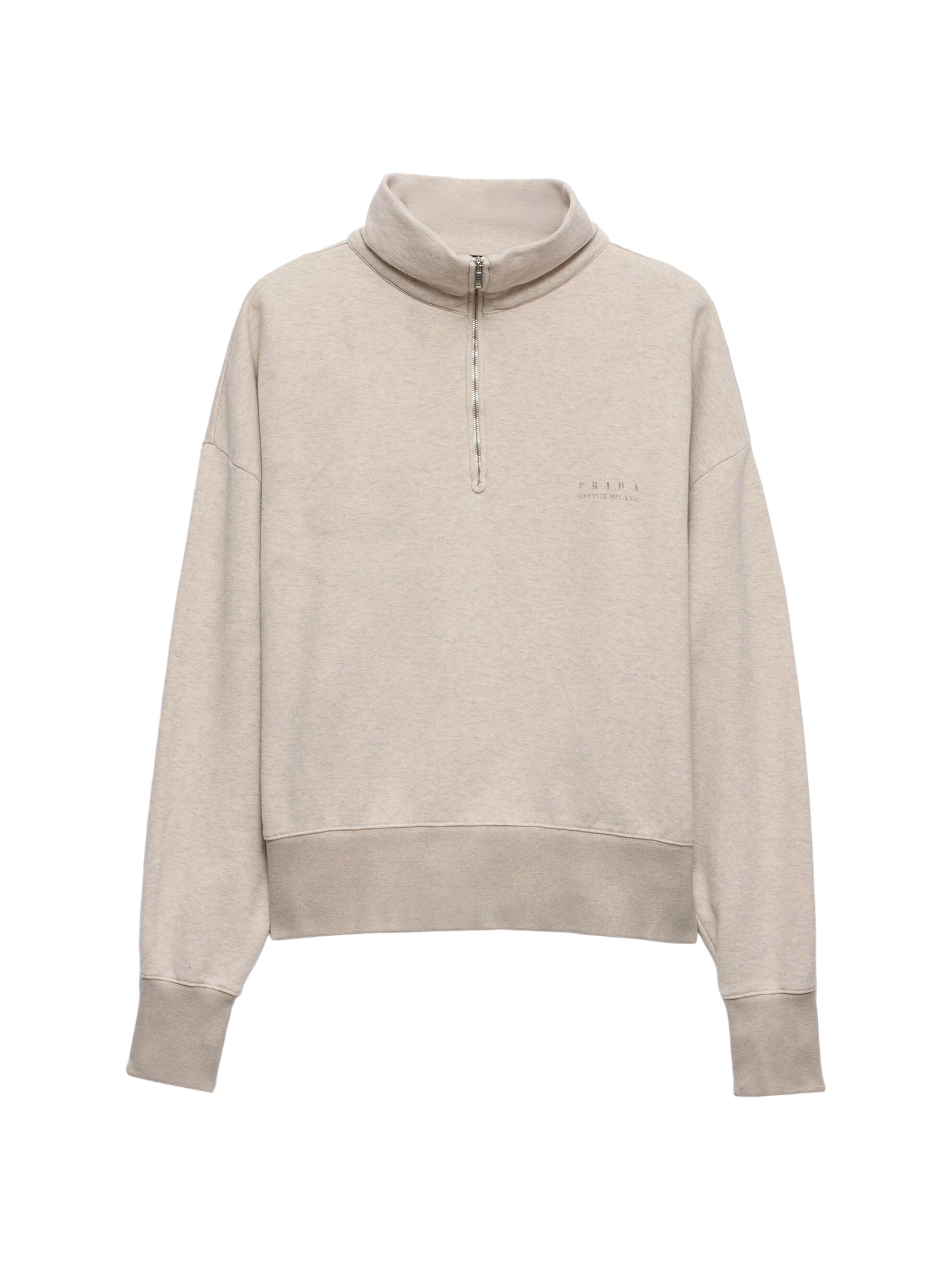 Prada Men's Long-Sleeved Cotton Polo Shirt - Beige Khaki