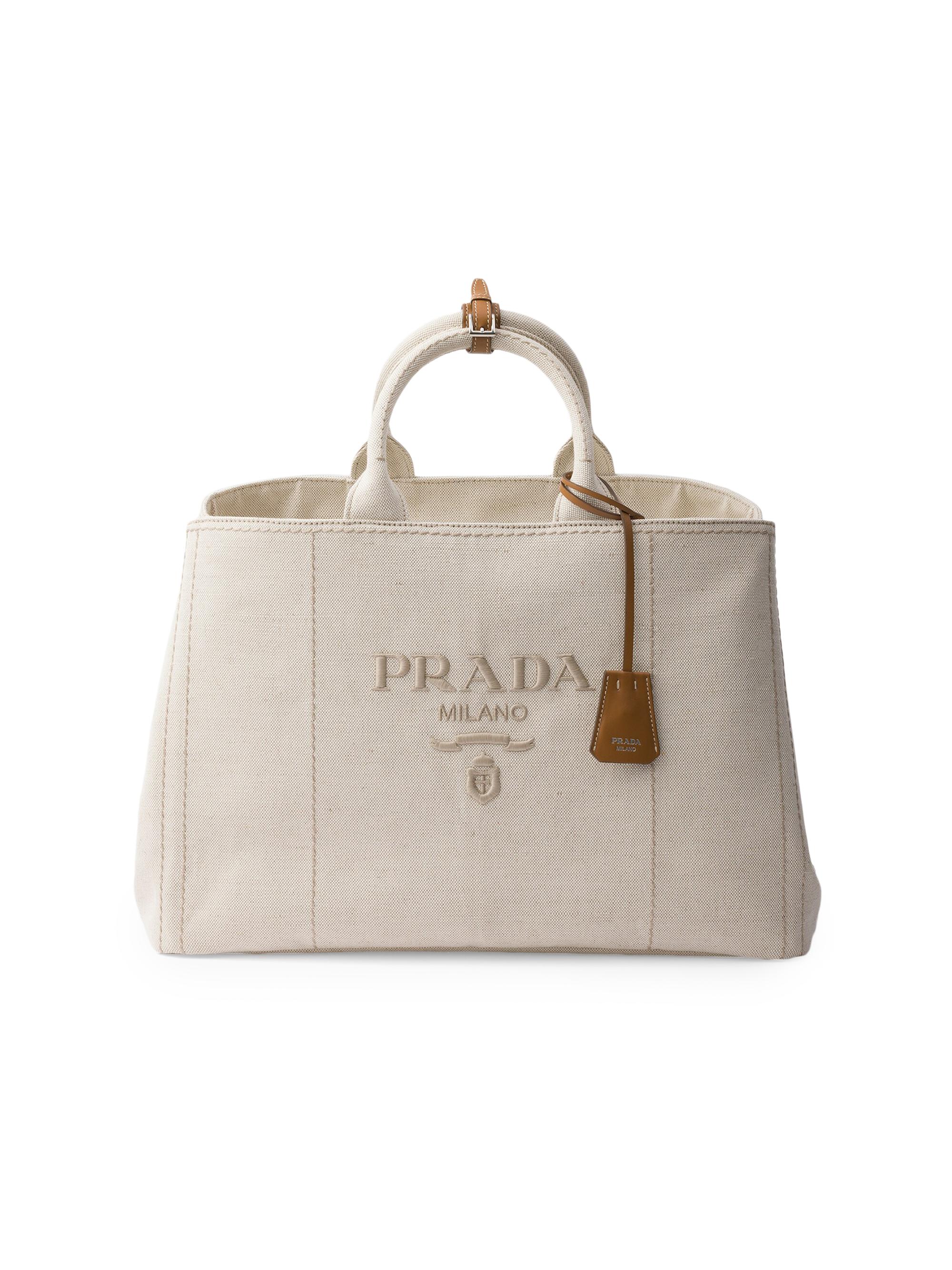 Prada Men's Linen Blend Tote Bag - Beige Khaki