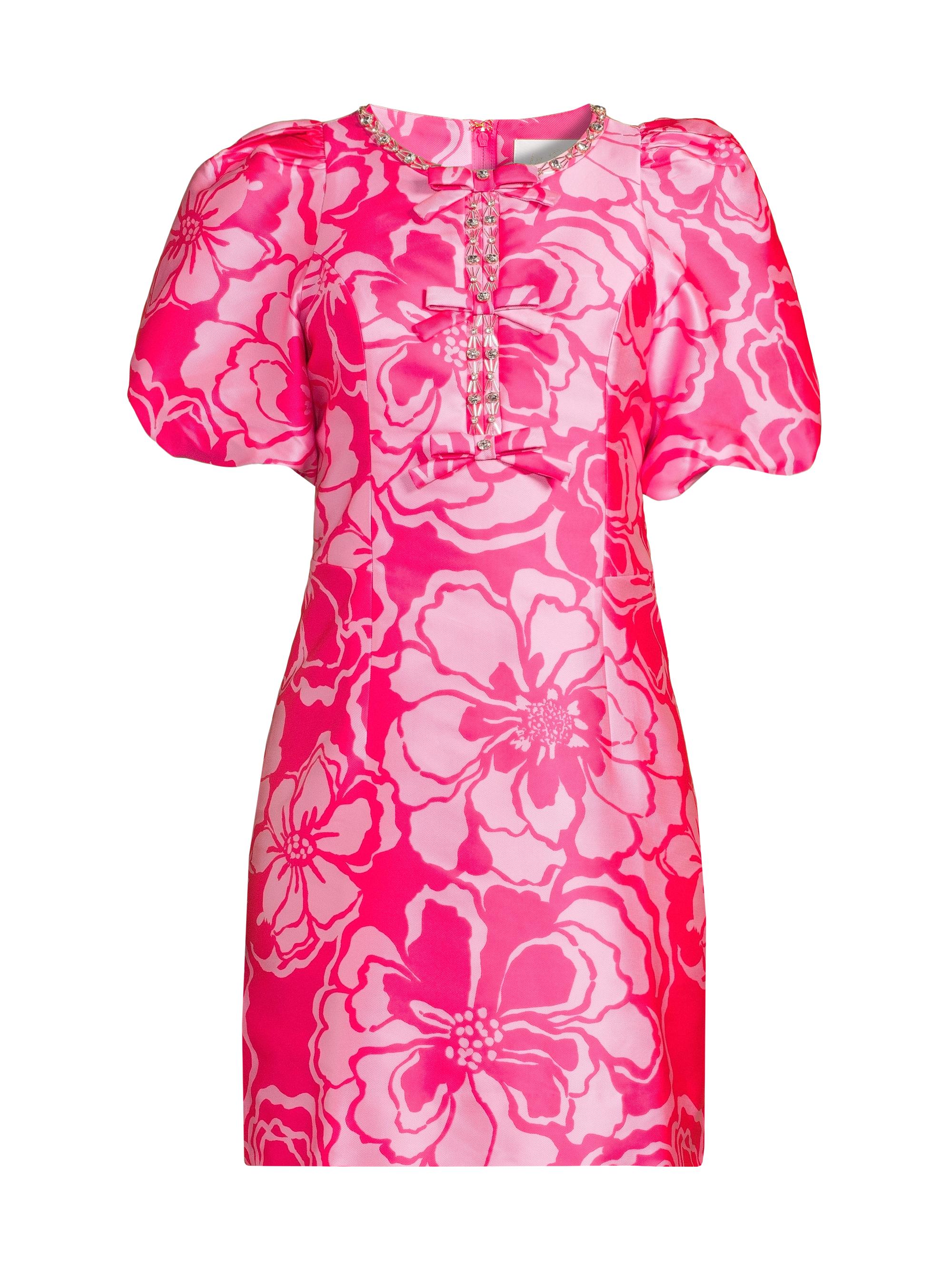 Lilly Pulitzer Women's Britnee Beaded Jacquard Shift Dress - Parigi Pink Go Big Satin
