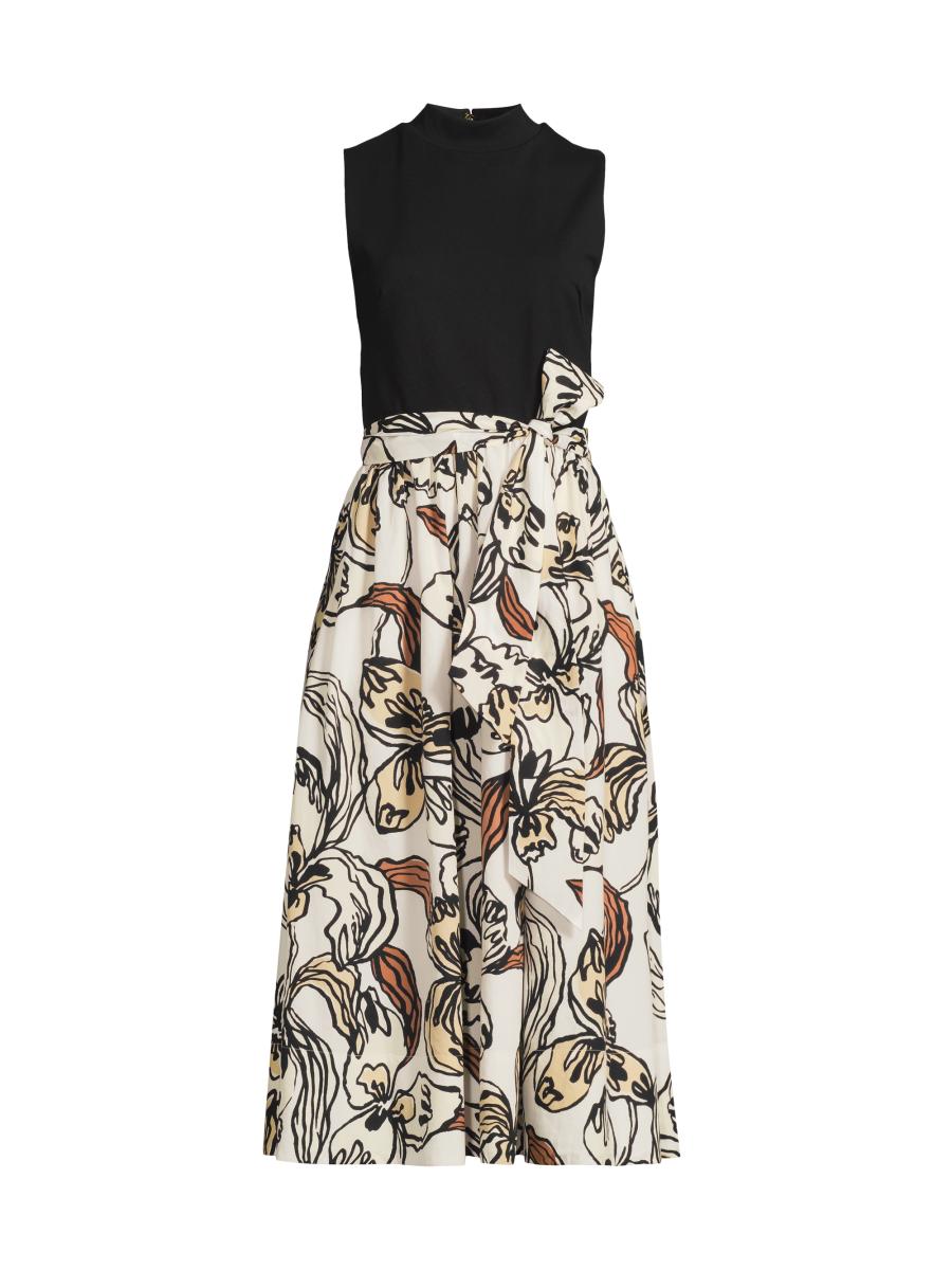 gimaguas black lucia midi dress Black Cotton Midi Dress with Tiered Skirt