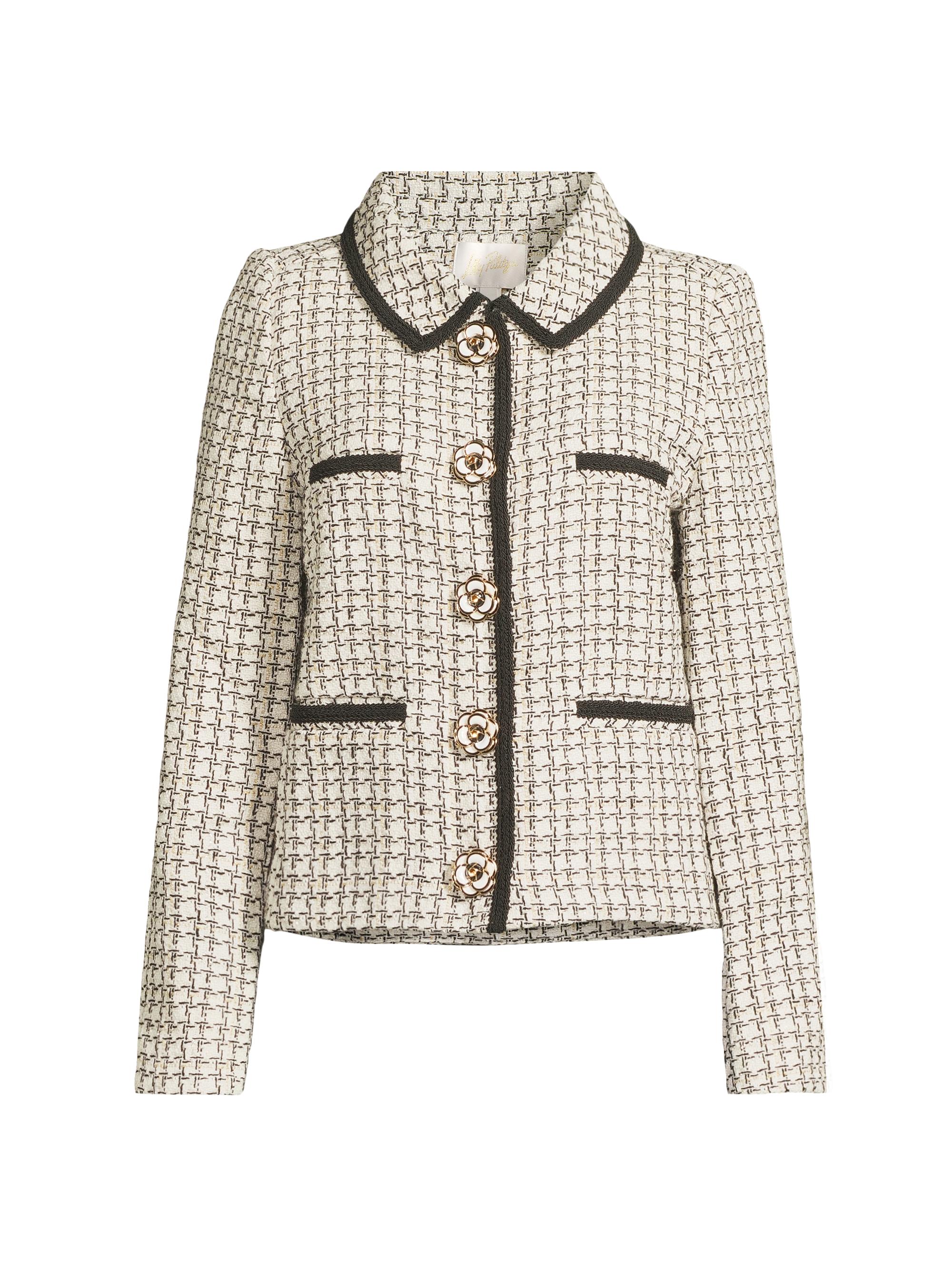 Lilly Pulitzer Women's Kalara Houndstooth Bouclé Blazer - Coconut Lurex Houndstooth