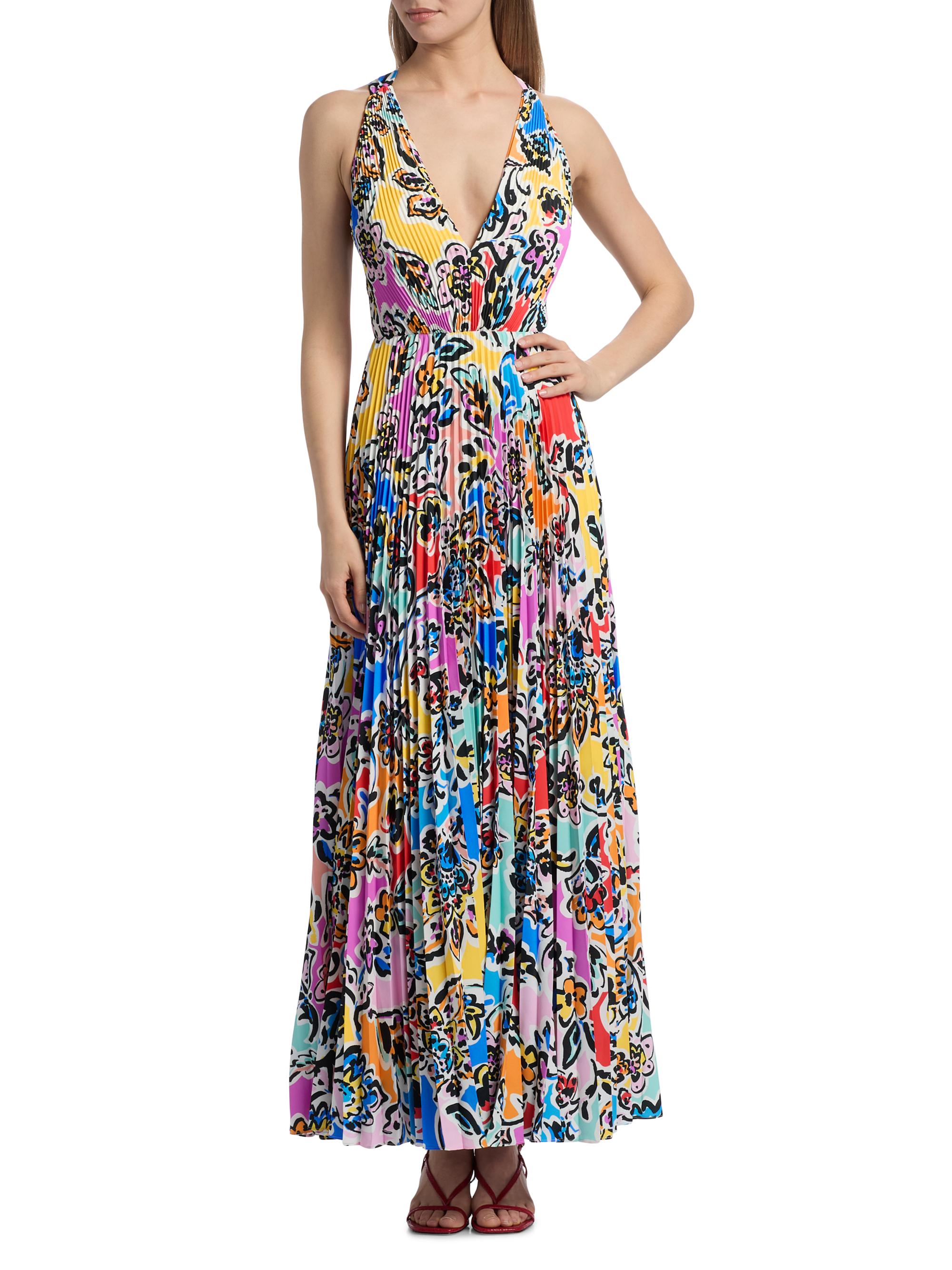 Milly Oria Rainbow Oasis Pleated Dress | Saks Fifth Avenue