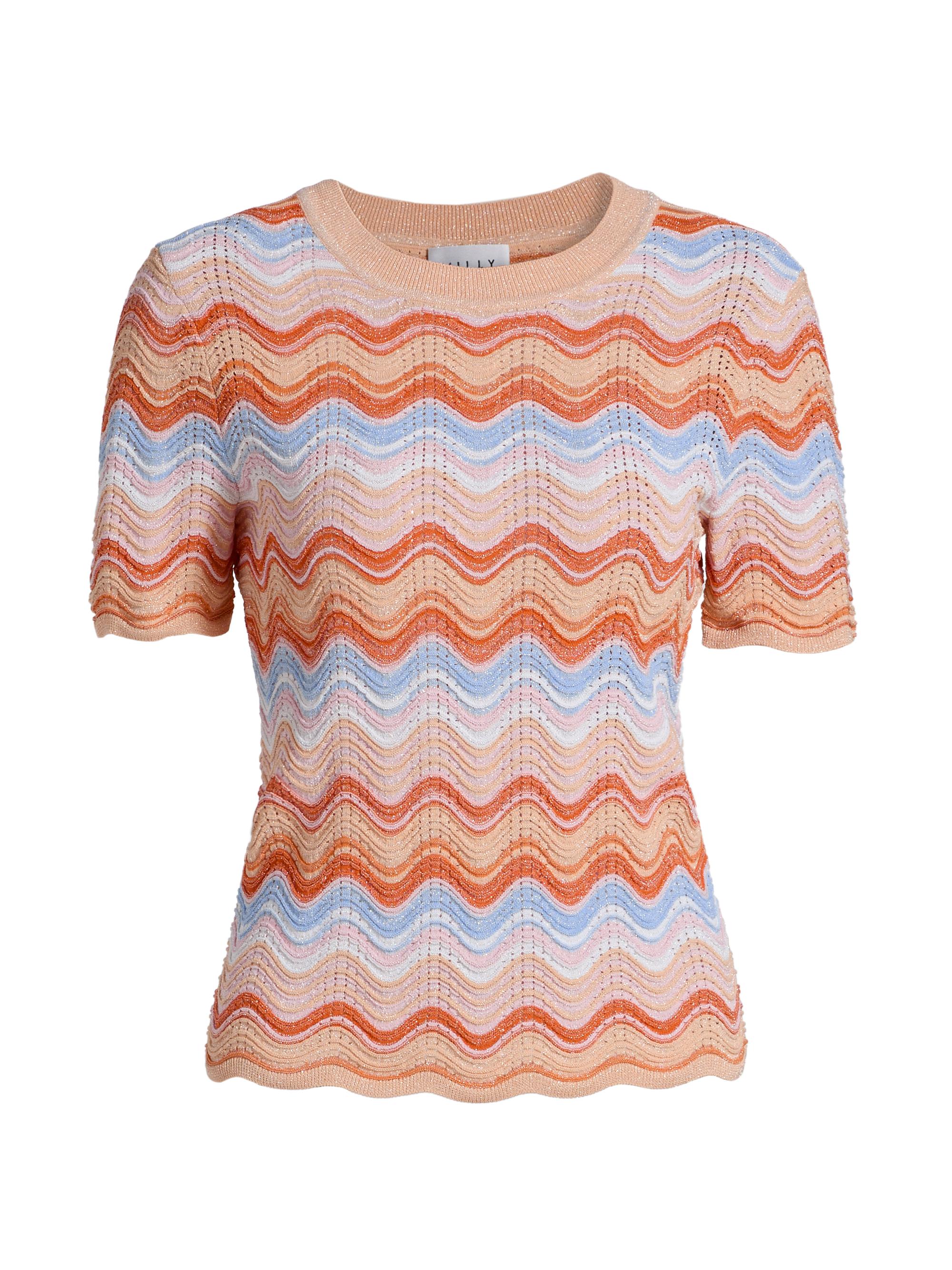 Milly Women's Scallop Wave Short-Sleeve Top - Coral Pink