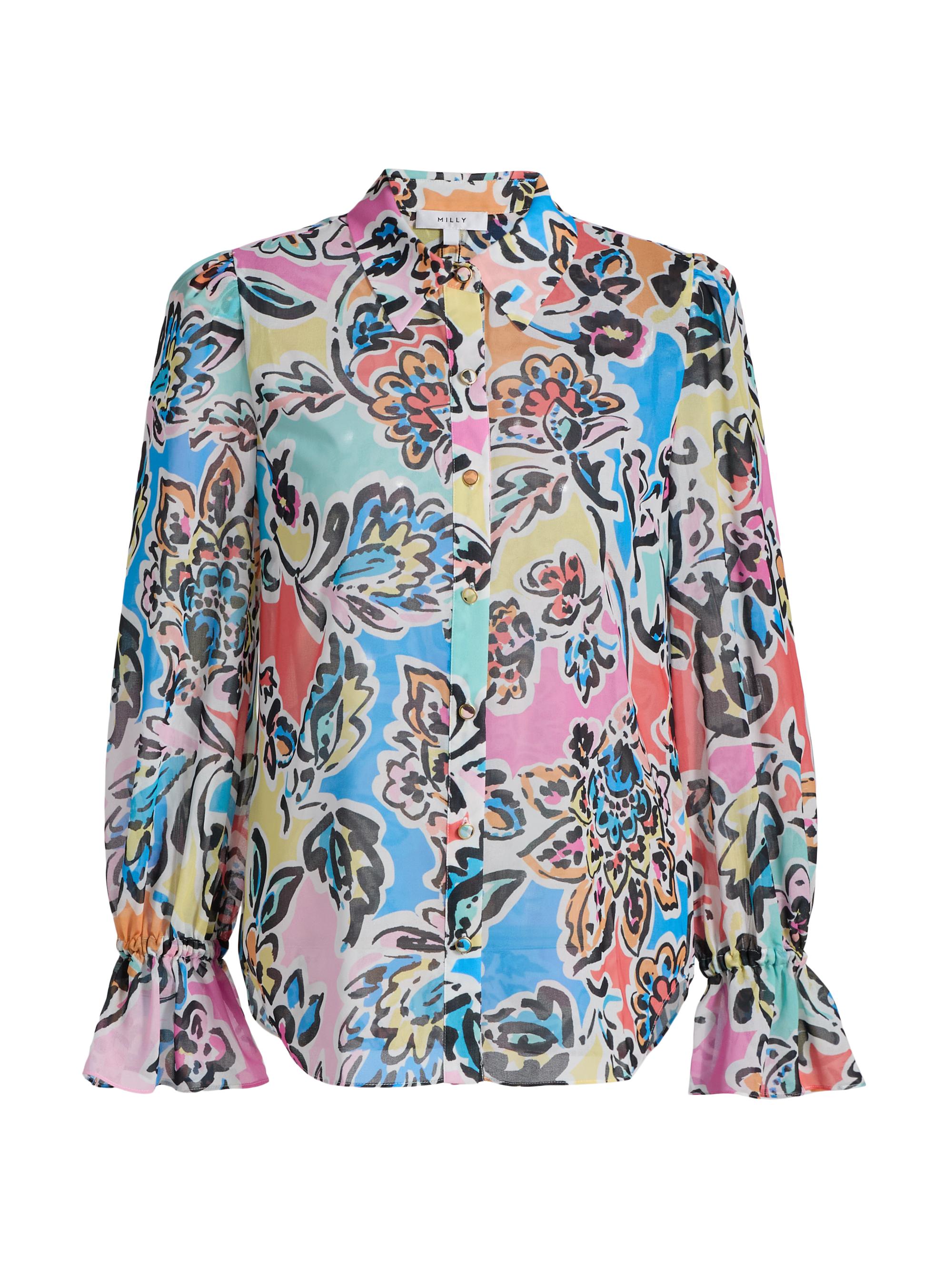 Milly Women's Lacey Rainbow Oasis Blouse - Black Multi