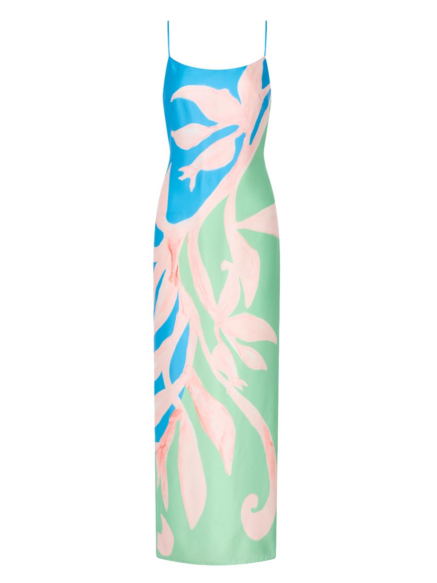 Milly Women's Floral Vine Satin Maxi Slipdress In Multi