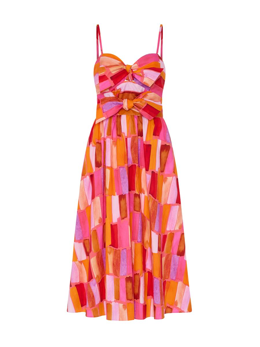 Milly Women's Natasha Printed Stretch Cotton Poplin Midi-dress In Multi