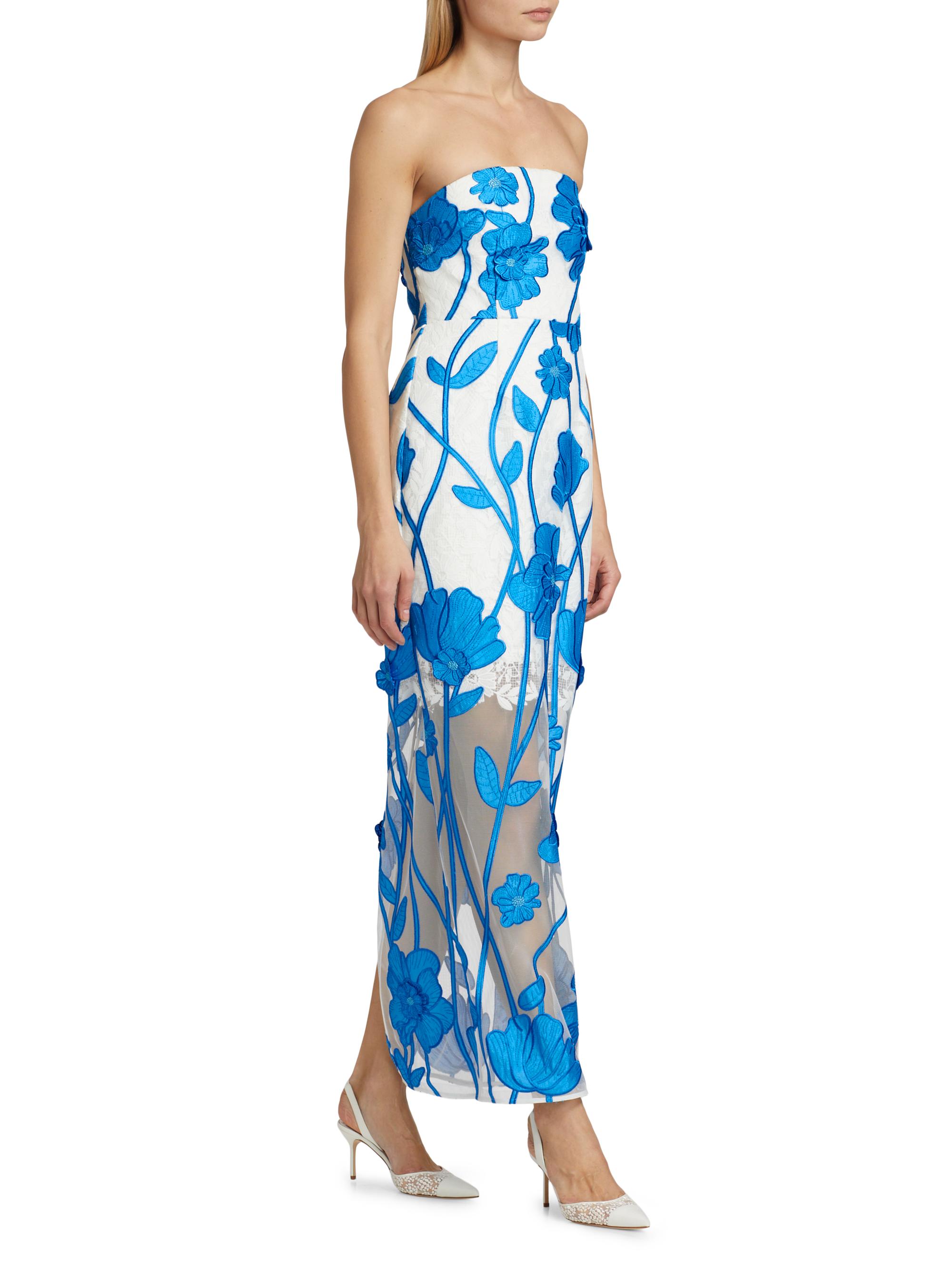 green emerald velvet dress Hamri Maxi Dress White / Blue Floral