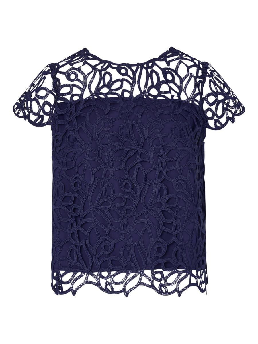 Milly Women's Baby Curled Lace Top In Blue