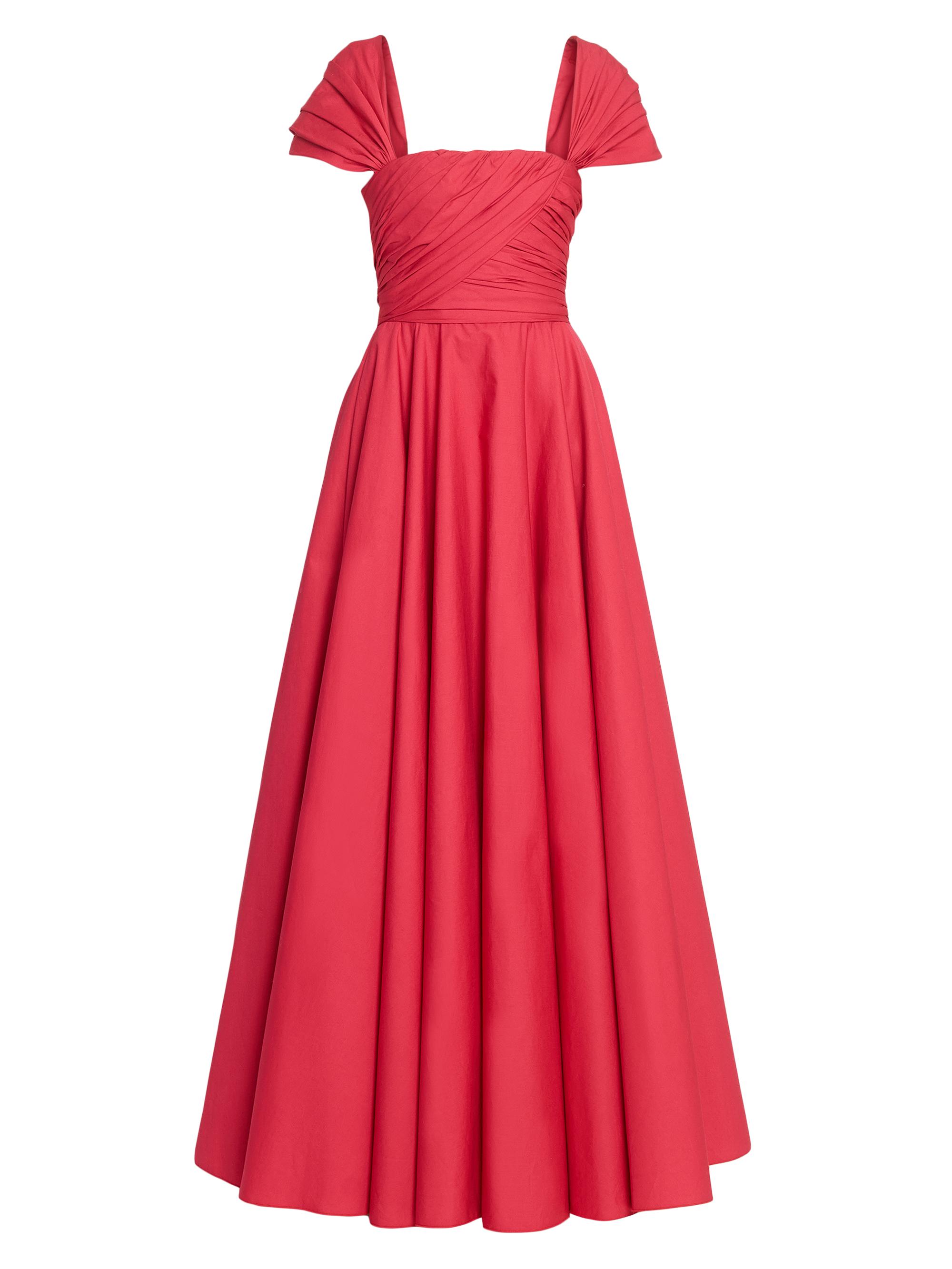 Giambattista Valli Women's Pleated Cotton Poplin Gown - Red