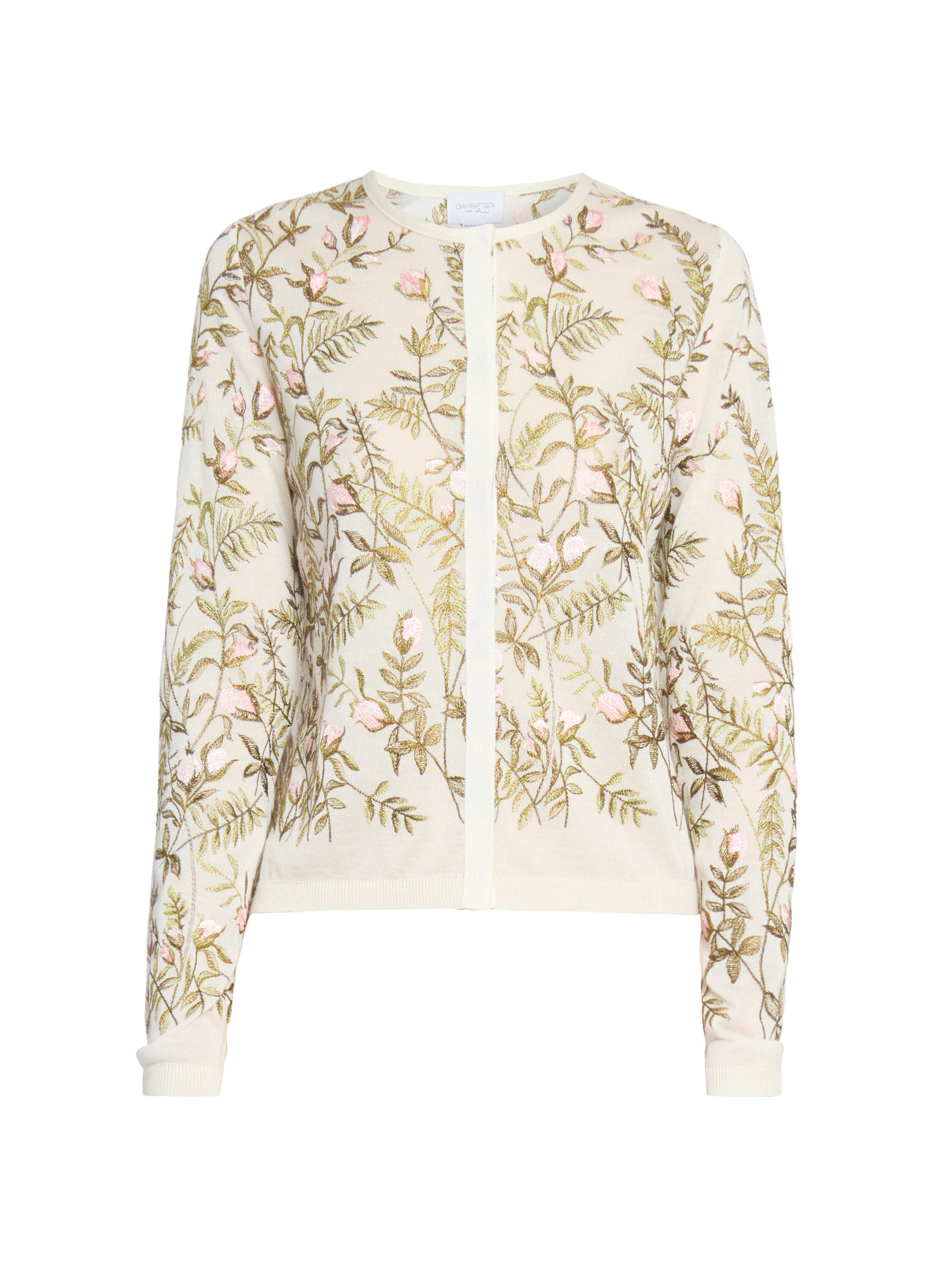 Giambattista Valli Women's Floral-Embroidered Cashmere-Silk Cardigan -