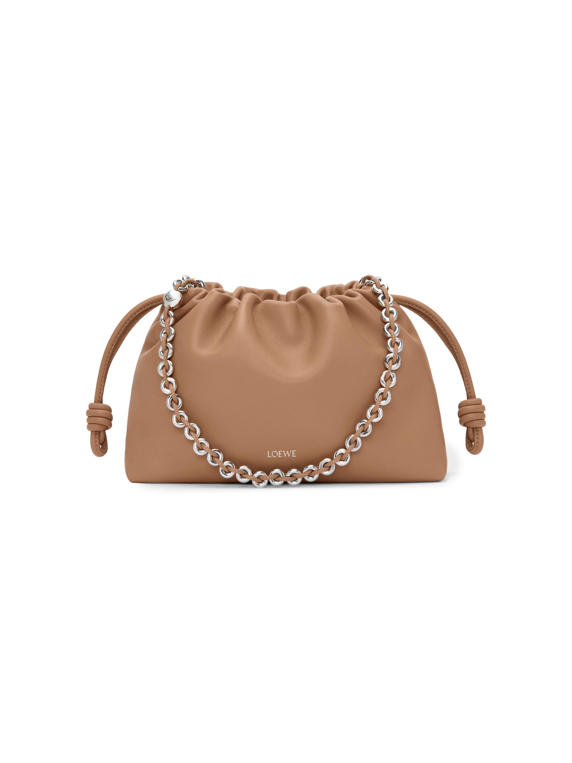 LOEWE Women's Medium Flamenco Chain Leather Purse - Mocha