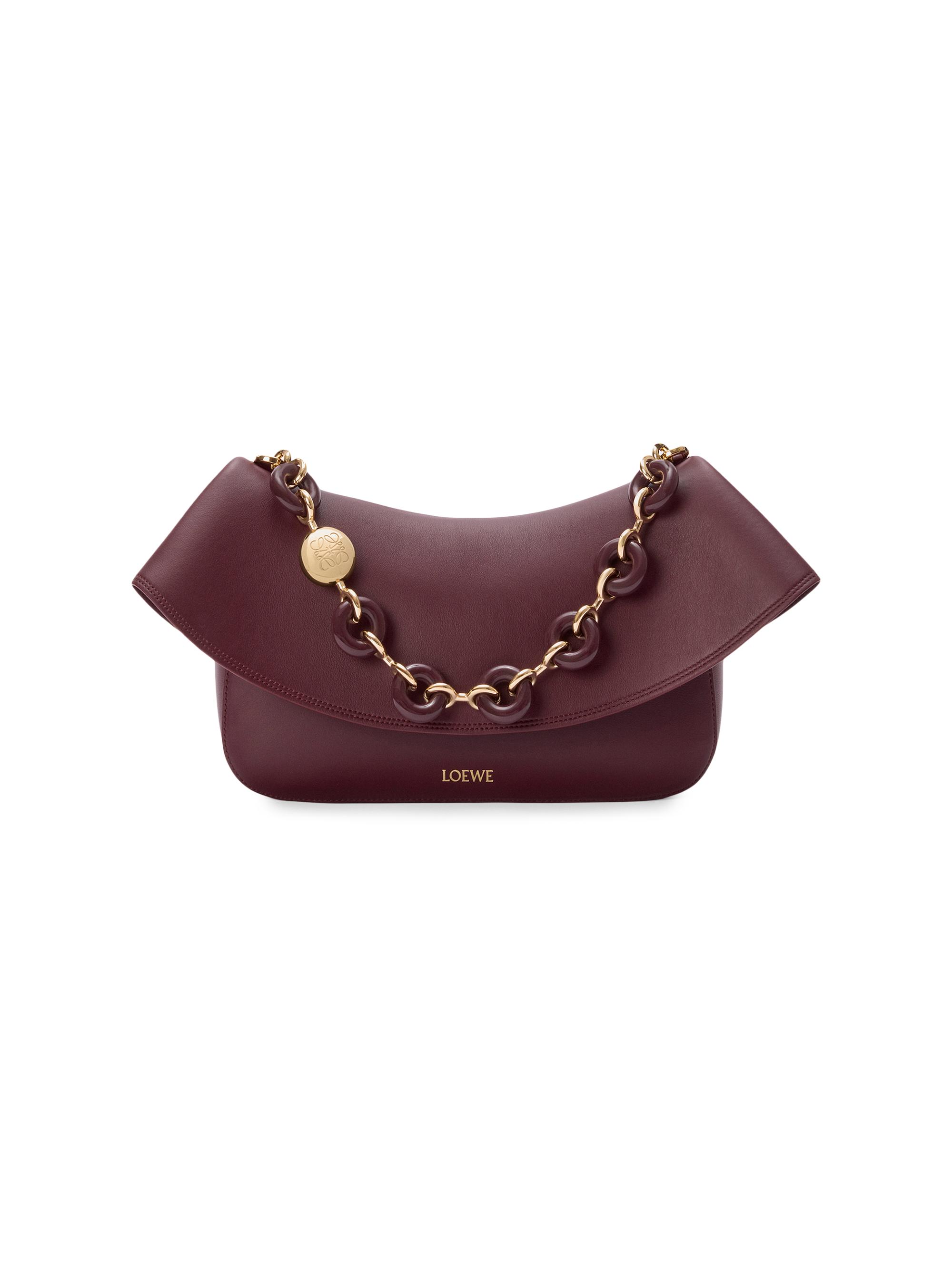 LOEWE Women's Ola  Leather Shoulder Bag - Dark Burgundy