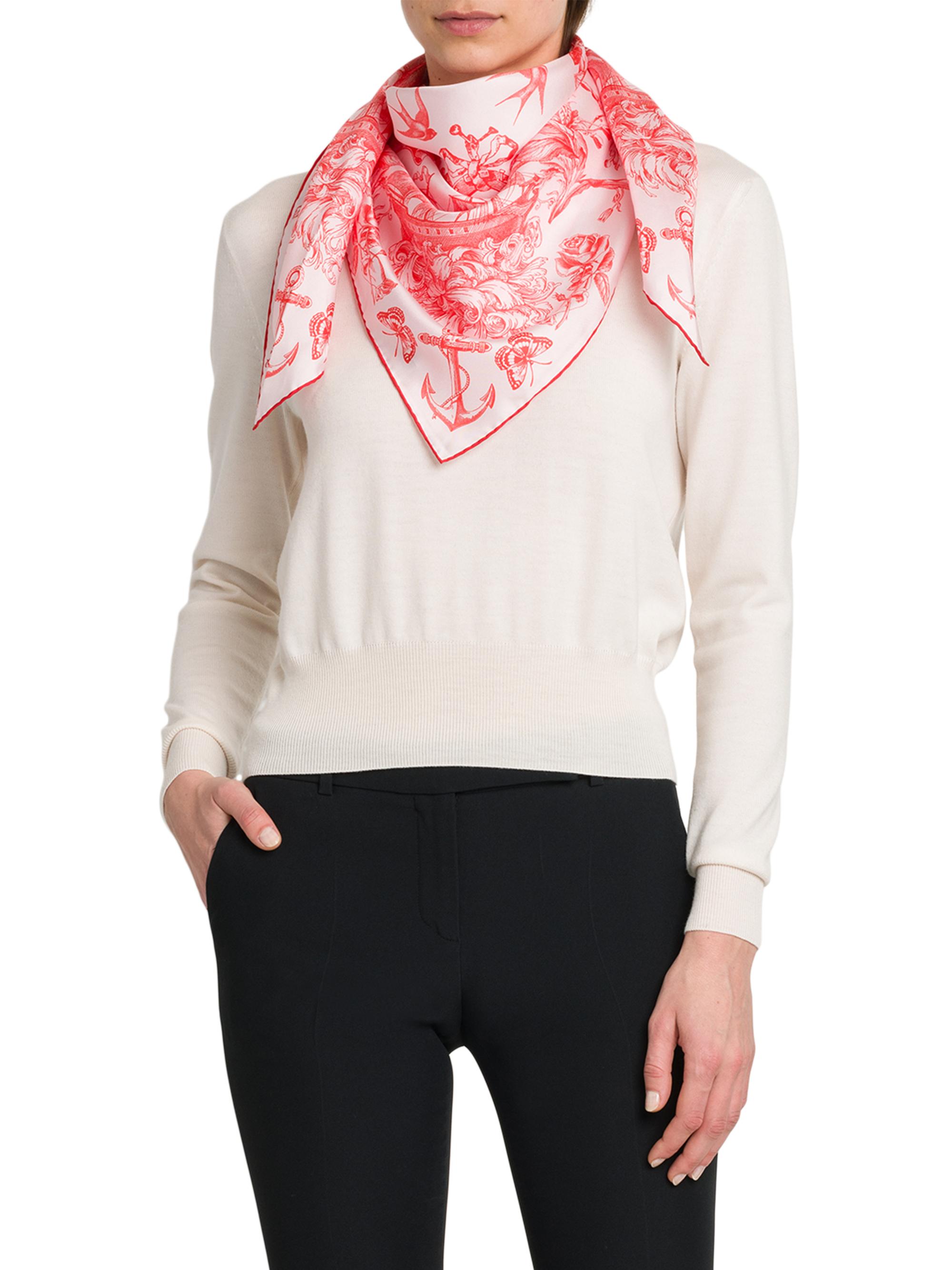 McQueen Women's Sailor Tattoo Silk Scarf - Rose Red