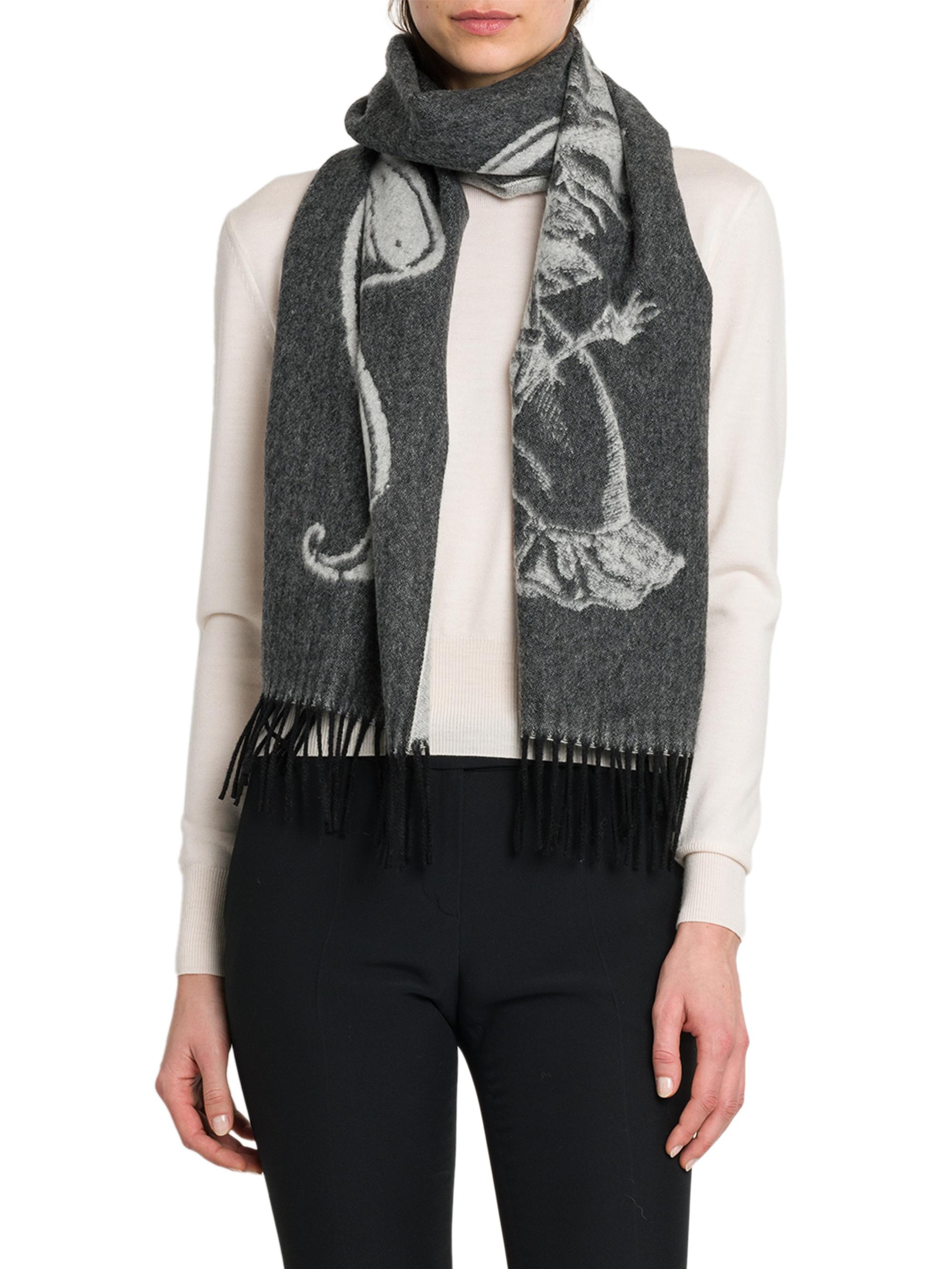 ALEXANDER MCQUEEN レオパード柄スカーフ McQueen Leopard Skull Wool