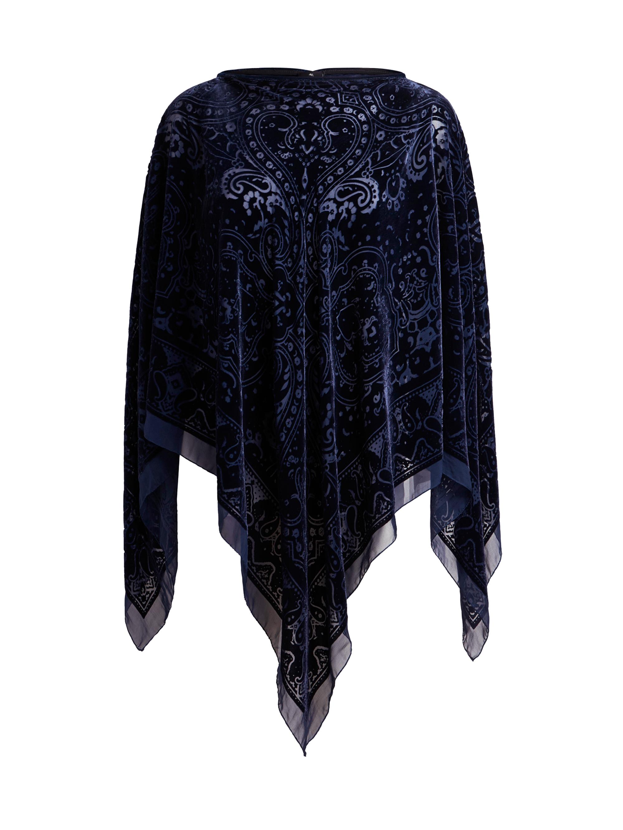 Etro Women's Velvet Paisley Poncho - Blue