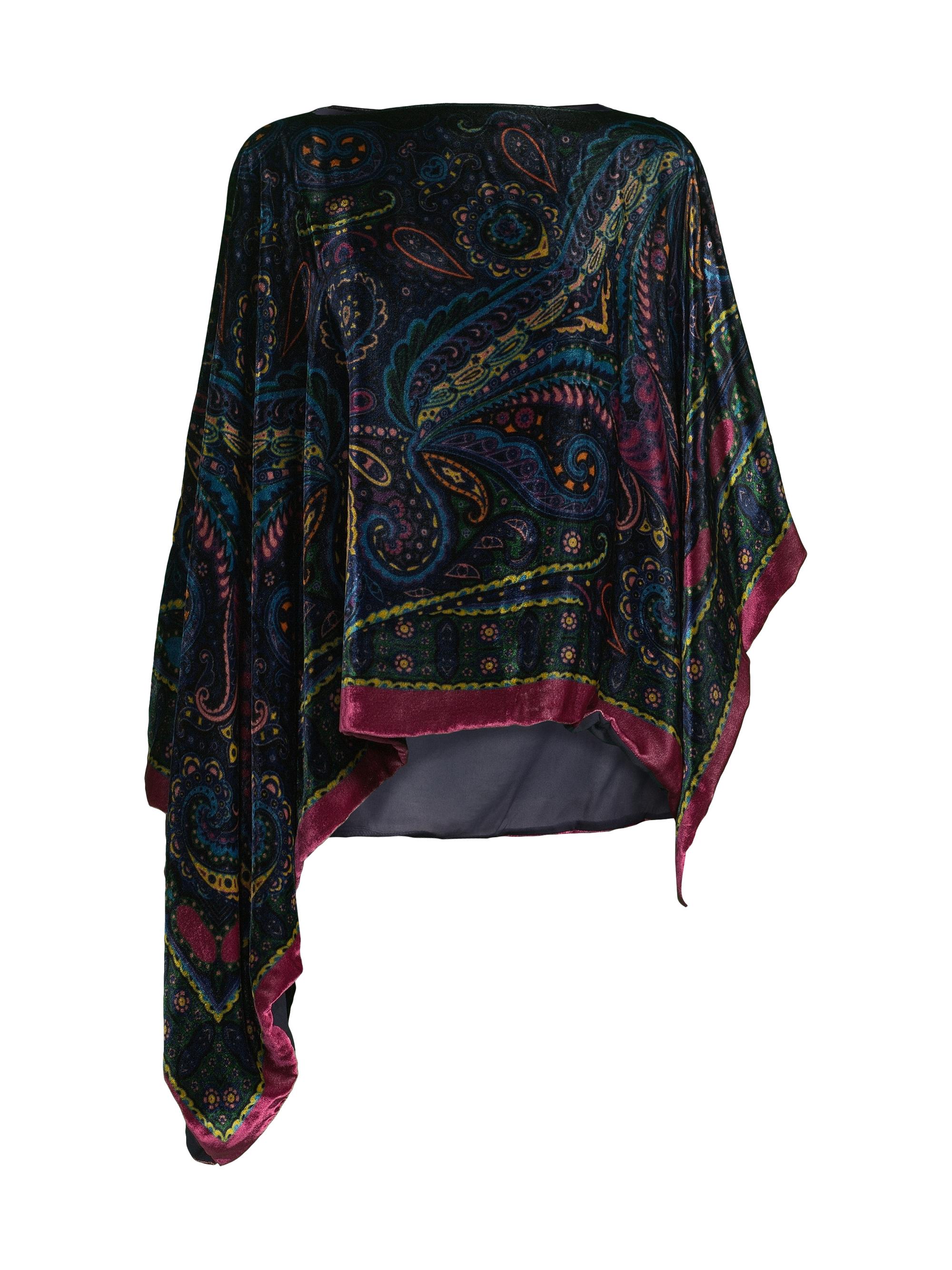Etro Women's Paisley Velvet Asymmetric Poncho - Blue Multi