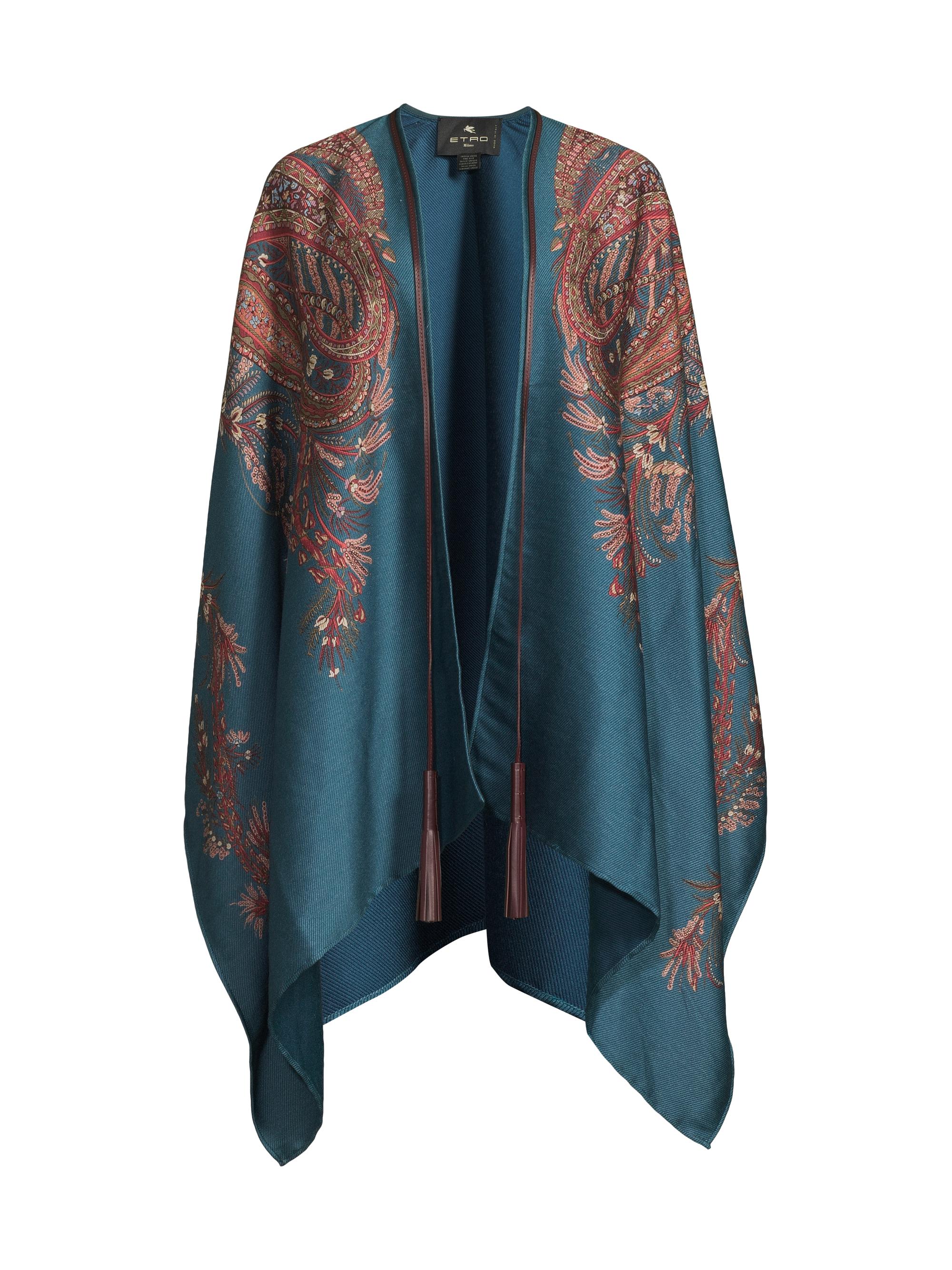 Etro Women's Paisley Satin Poncho - Printed Blue