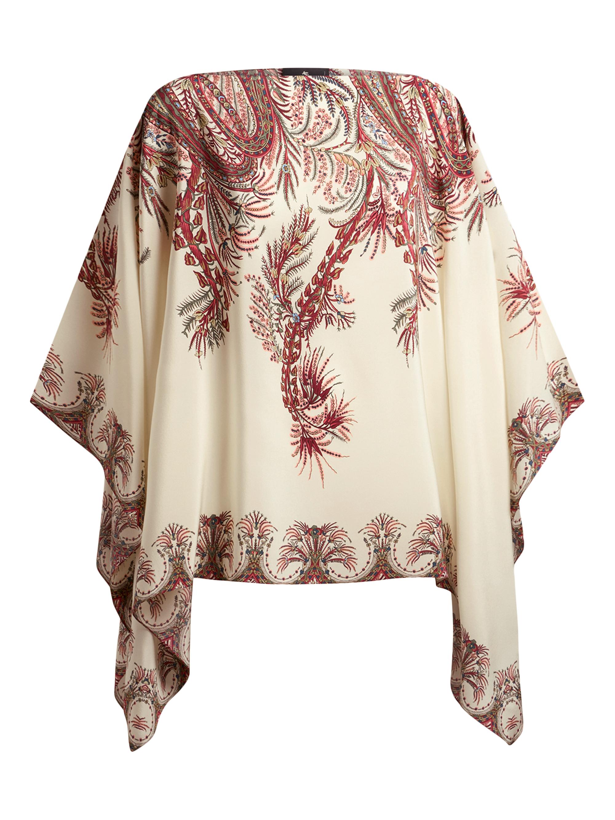 Etro Women's Silk Printed Poncho - Off White Maroon