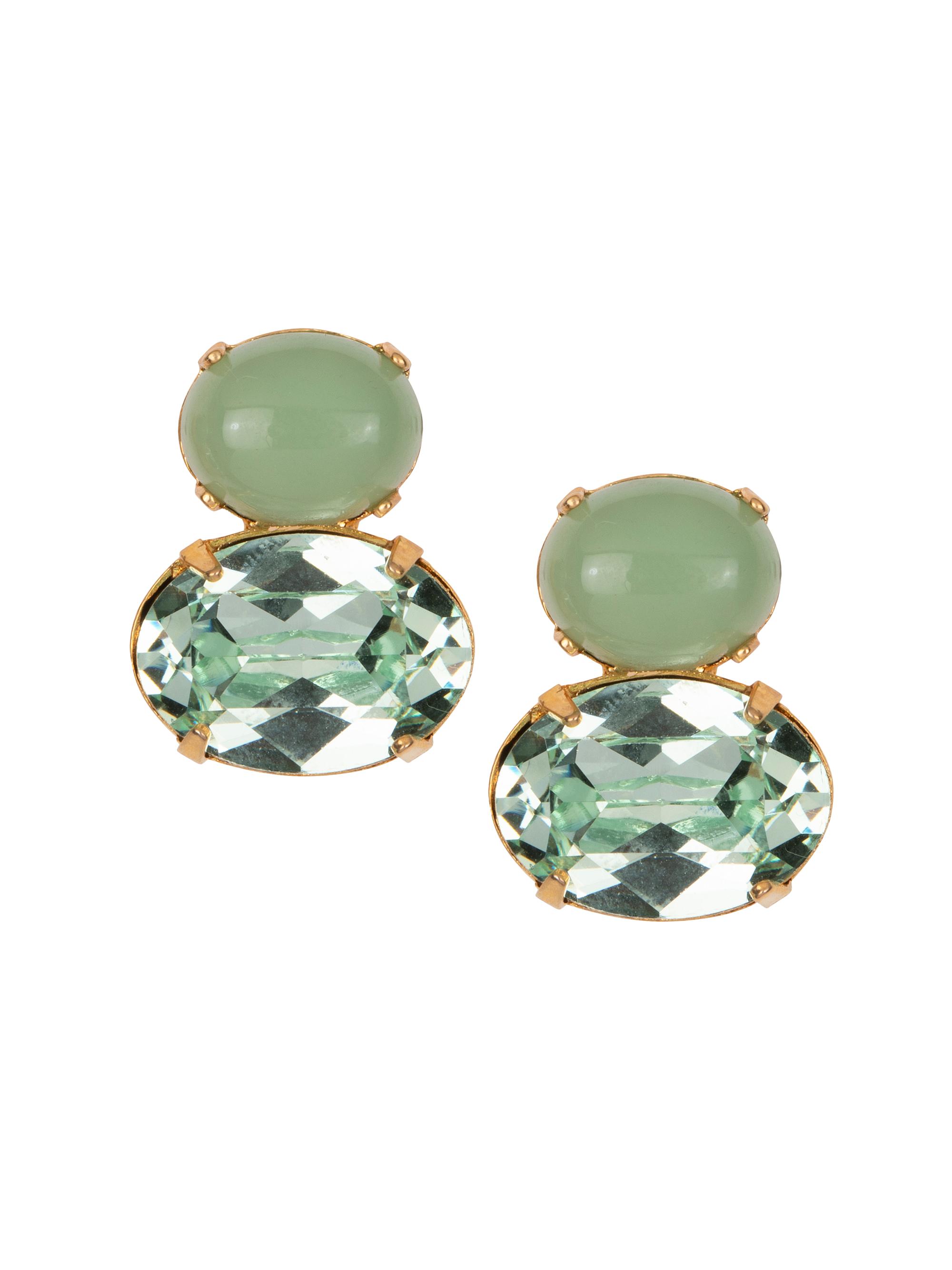 Jennifer Behr Women's Yvette 18K-Gold-Plated, Gemstone & Glass Crystal Double Drop Earrings - Chalcedony
